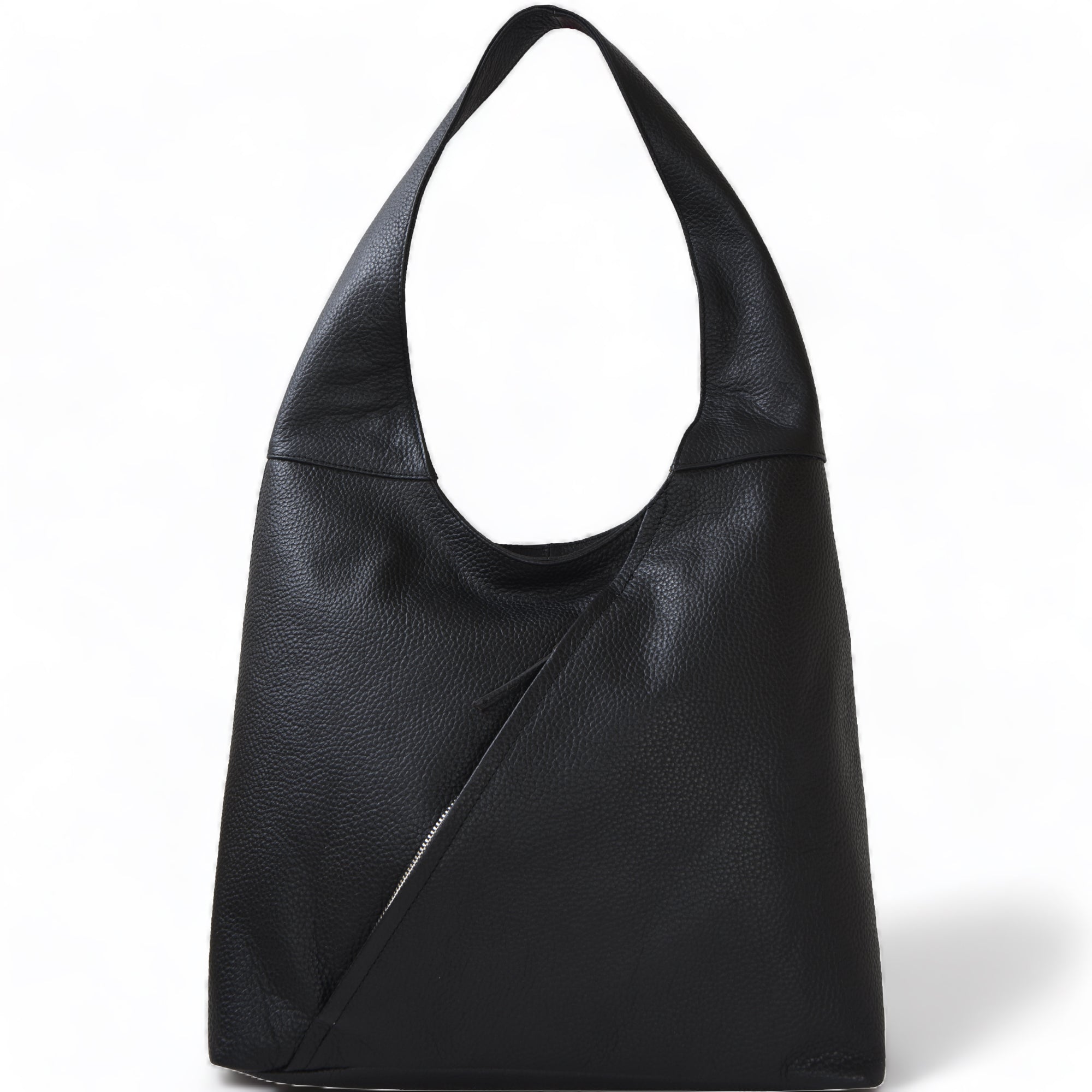 Women’s Black Leather Zip Shoulder Hobo Bag Brix+Bailey