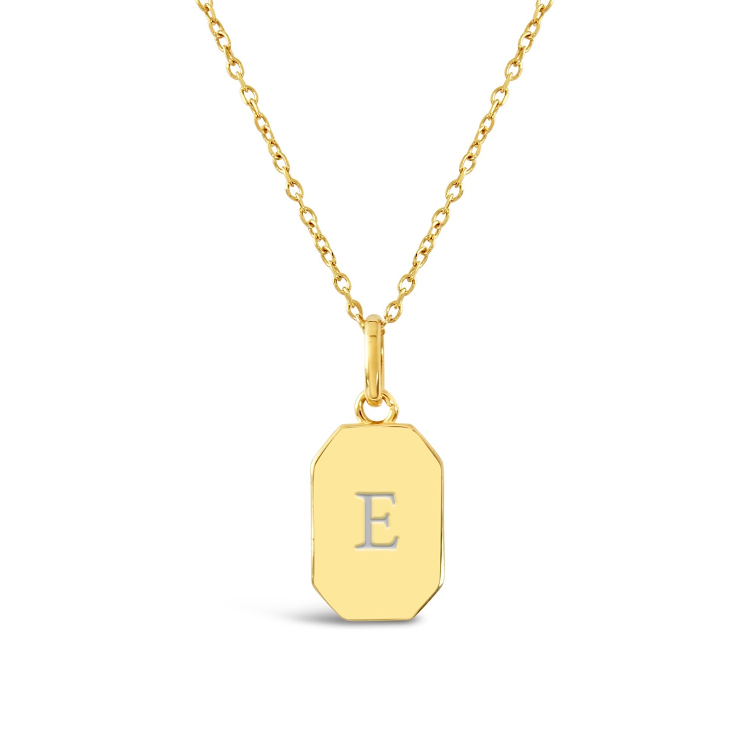 Women’s Mini Tag 18K Gold Vermeil Necklace - Minimal Initial Engraving Lucky Eleven