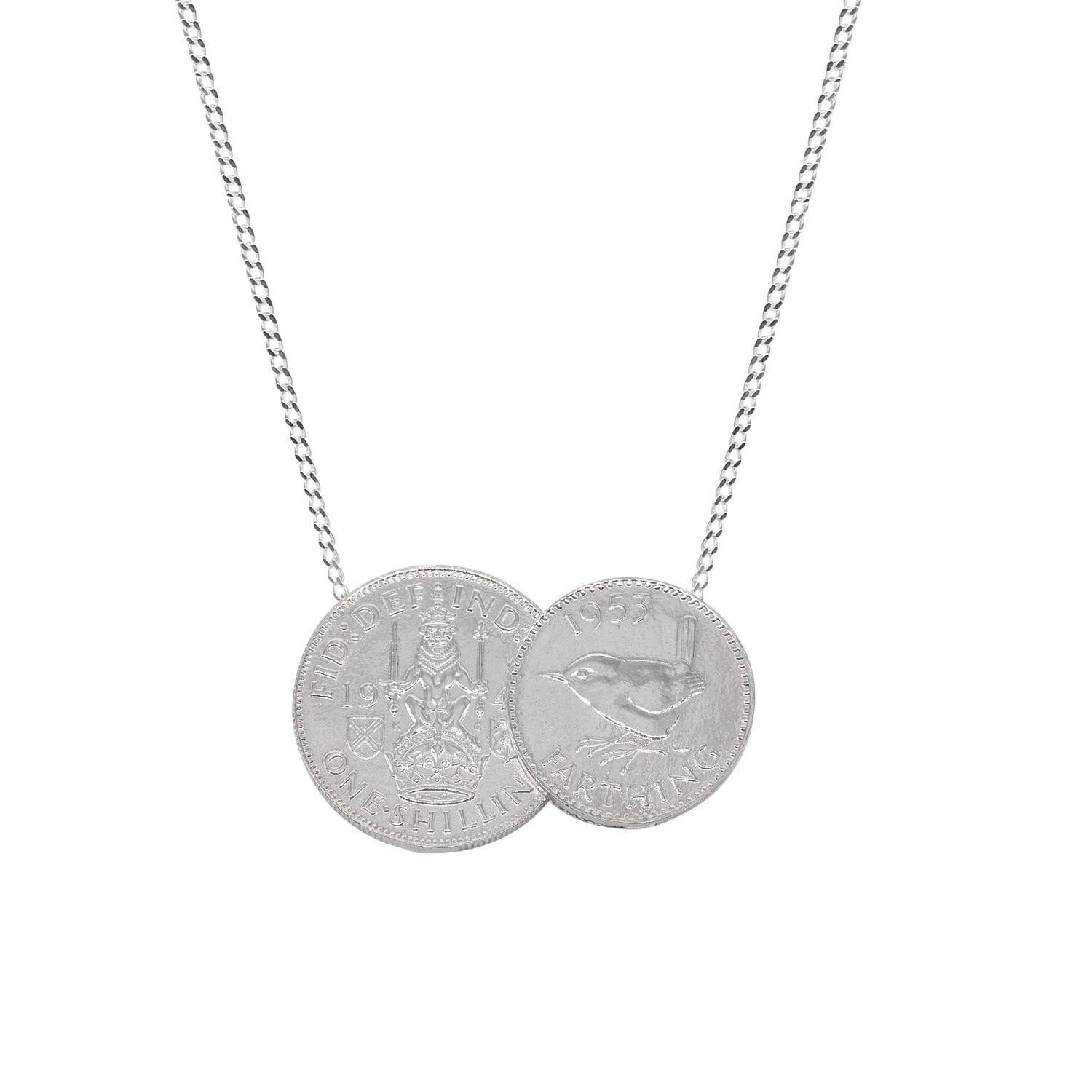 Women’s Scottish & English Double Coin Pendant Silver Necklace Katie Mullally
