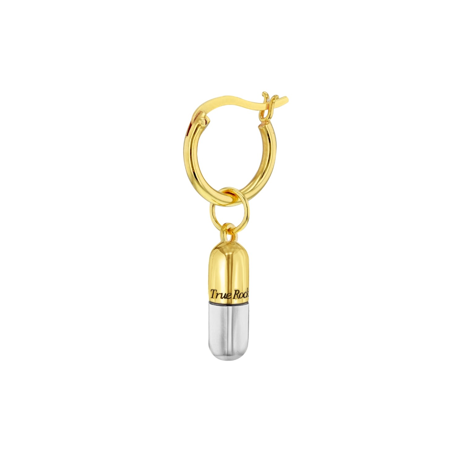 Women’s Gold / Silver 18Kt Gold-Plated & Sterling Silver Mini Pill Charm On Gold Hoop True Rocks