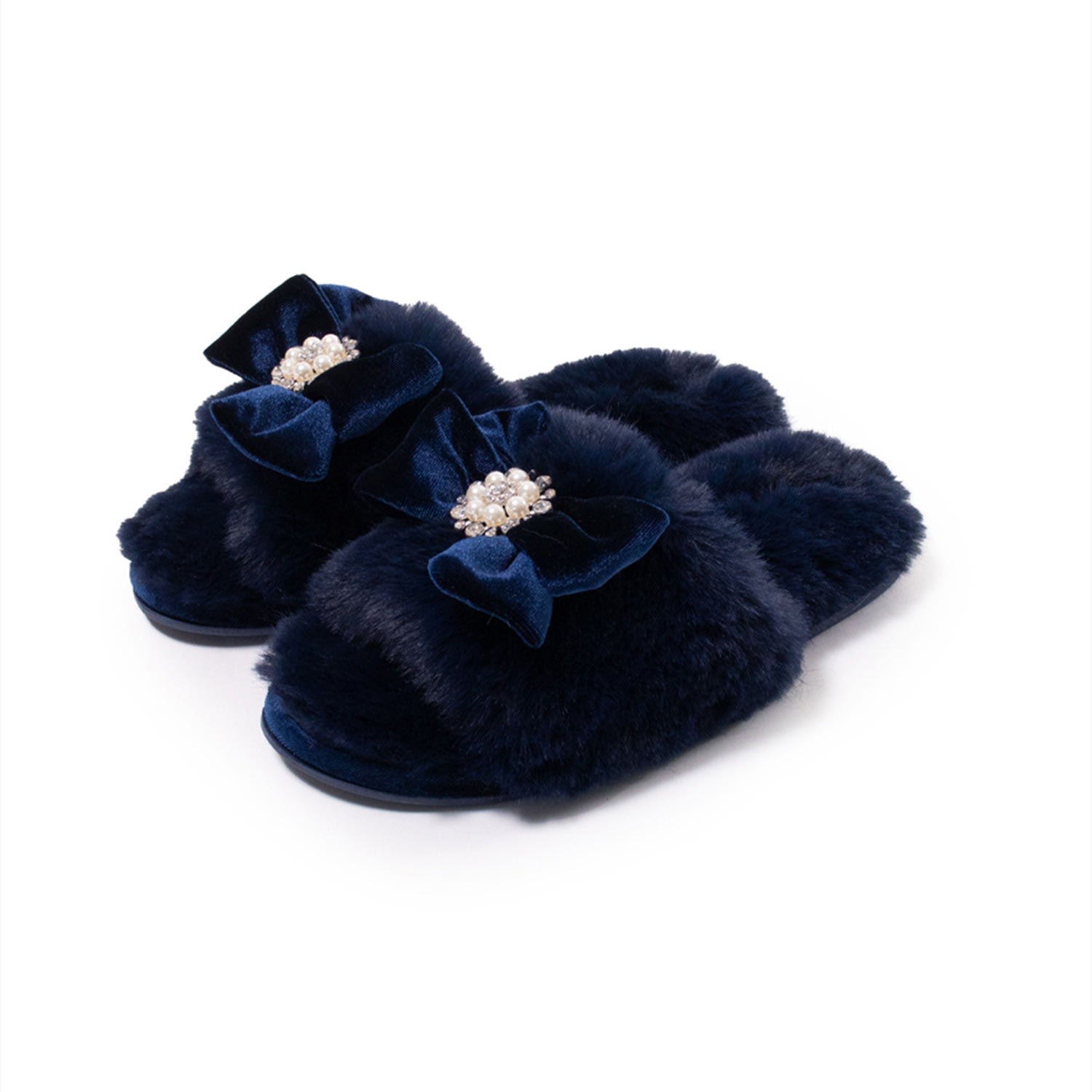 Women’s Blue Anya Slider Slipper With Diamante In Navy Extra Large Pretty You