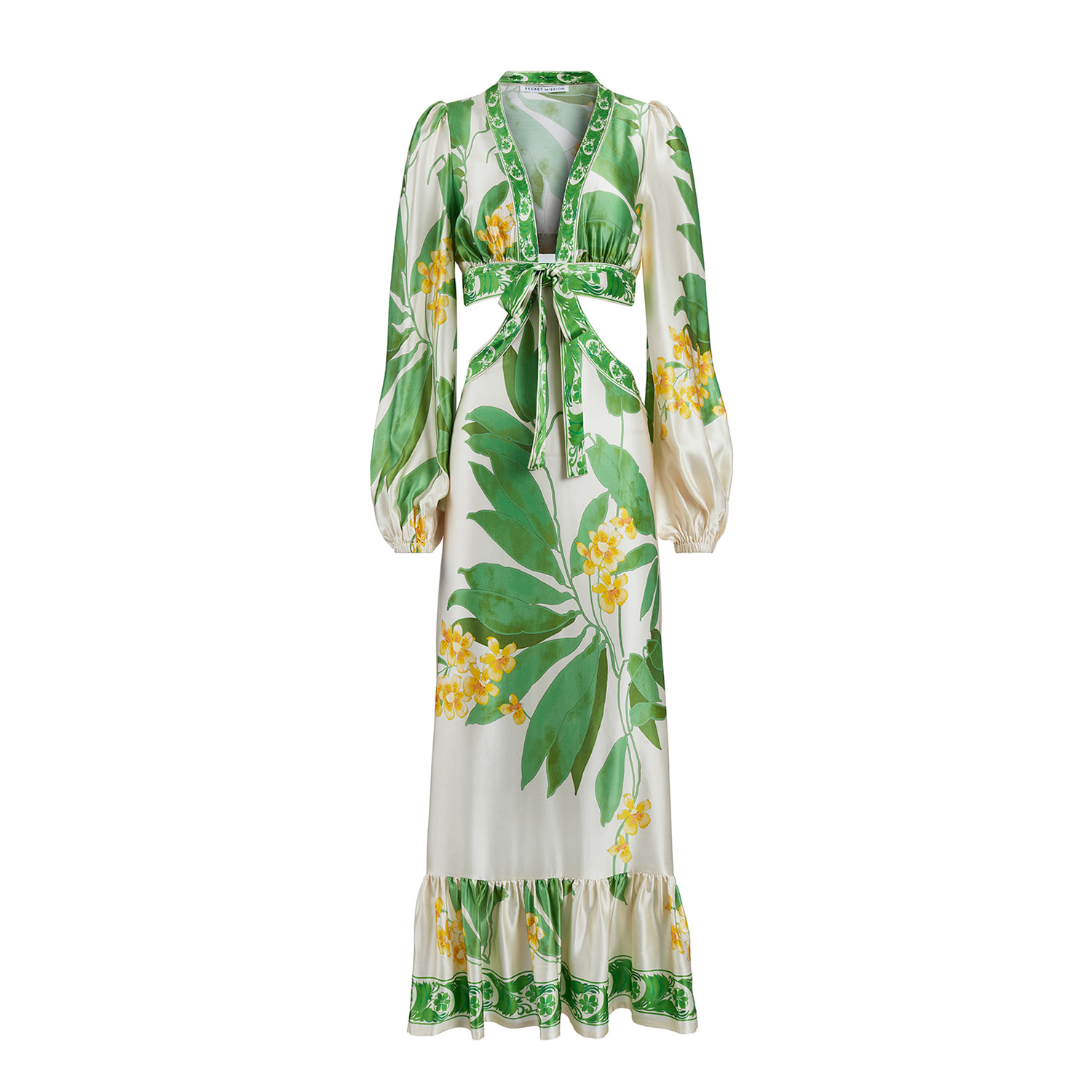 Women’s Lydia Green Tropical Maxi Dress - Silk Extra Small Secret Mission