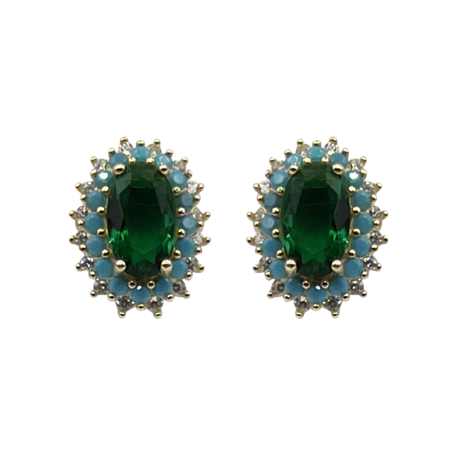 Women’s Green Small Oval Emerald Pierced Earring Michael Nash Jewelry