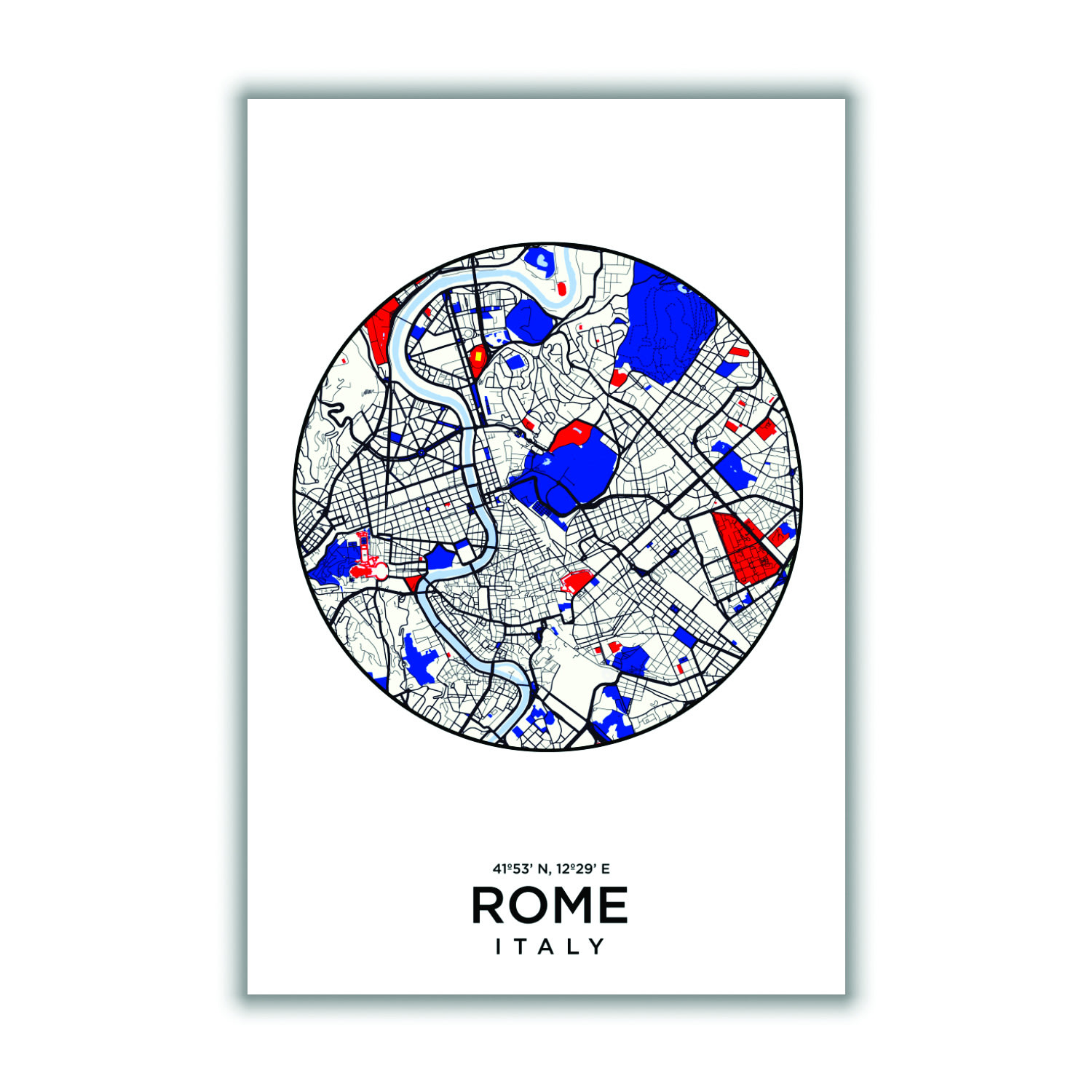 Blue Map Of Rome Italy Large Stanley Print House