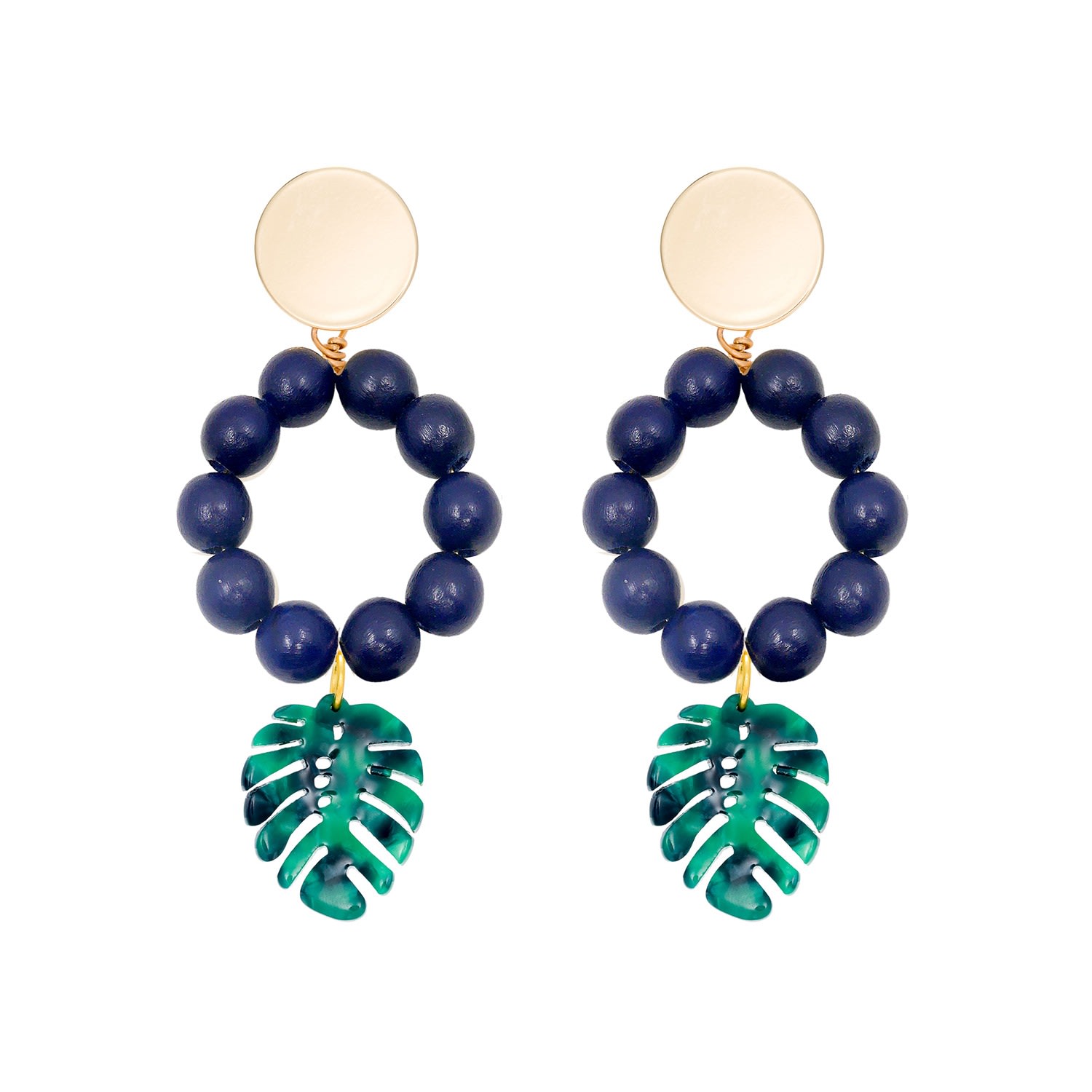 Women’s The Lola Tropical Leaf Statement Blue Earrings Soli & Sun