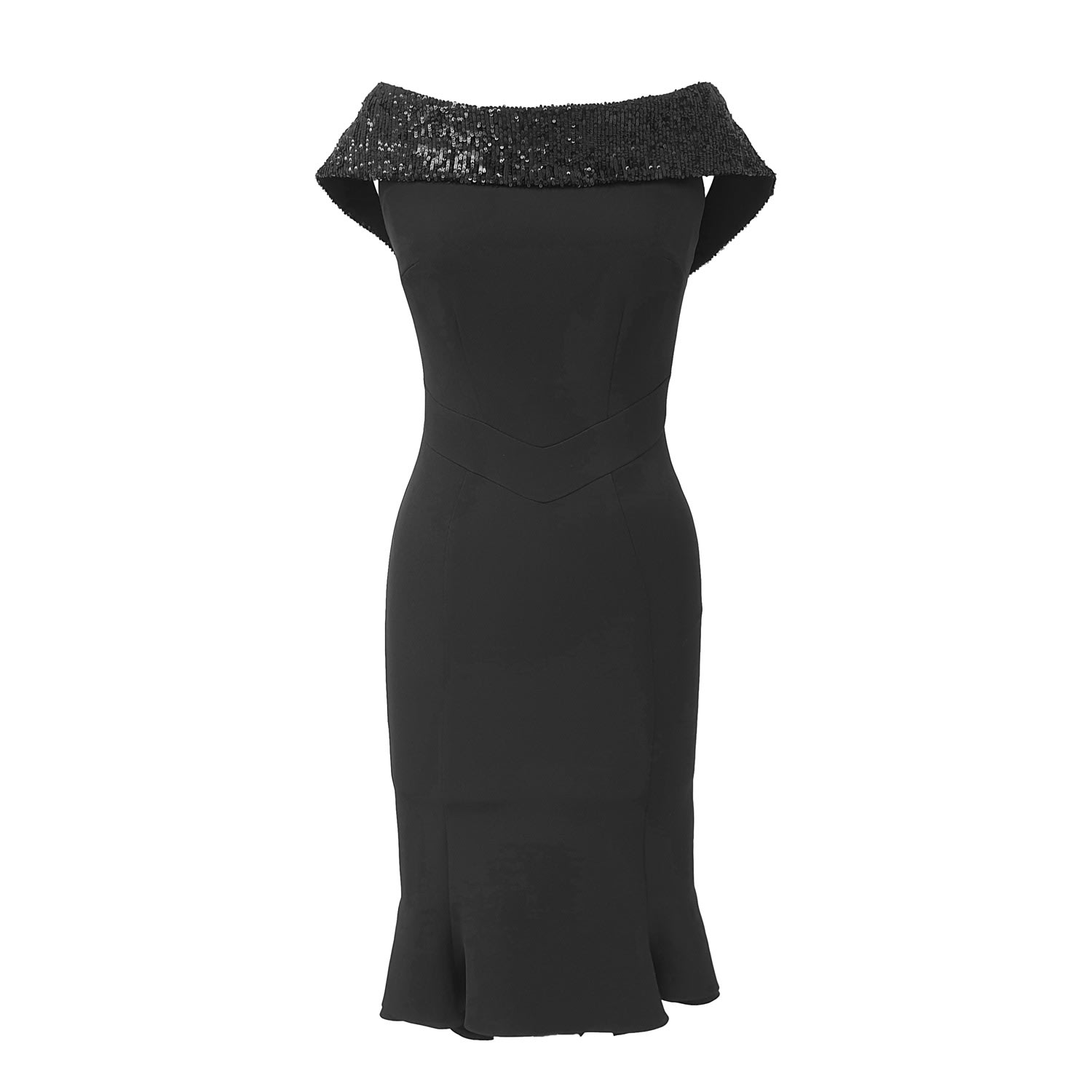 Women’s Sweet Pea Black Dress In Crepe And Black Sequins Collar Small Mellaris