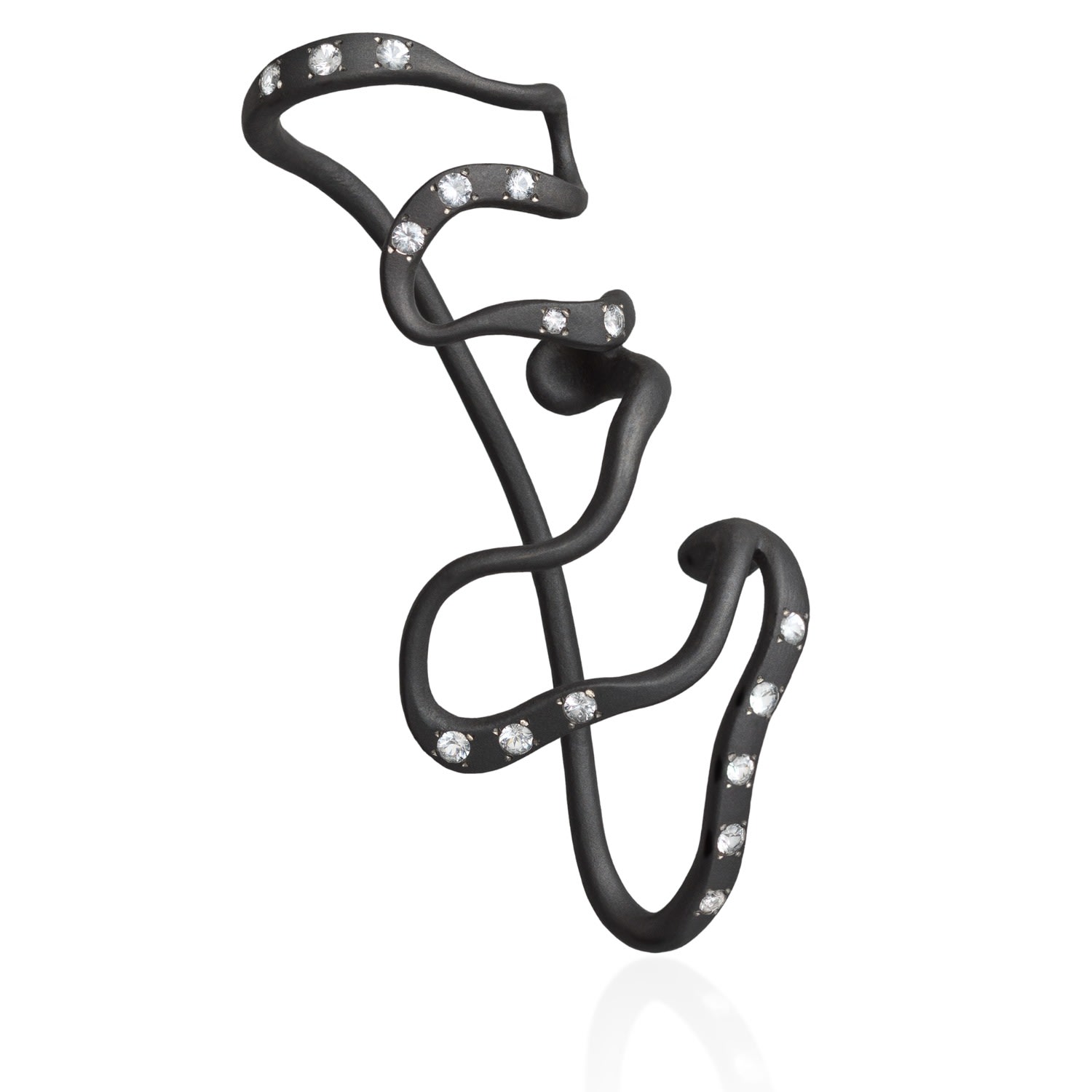 Women’s Black Senso Ear Hook Titanium & Diamonds Gi by Giselle