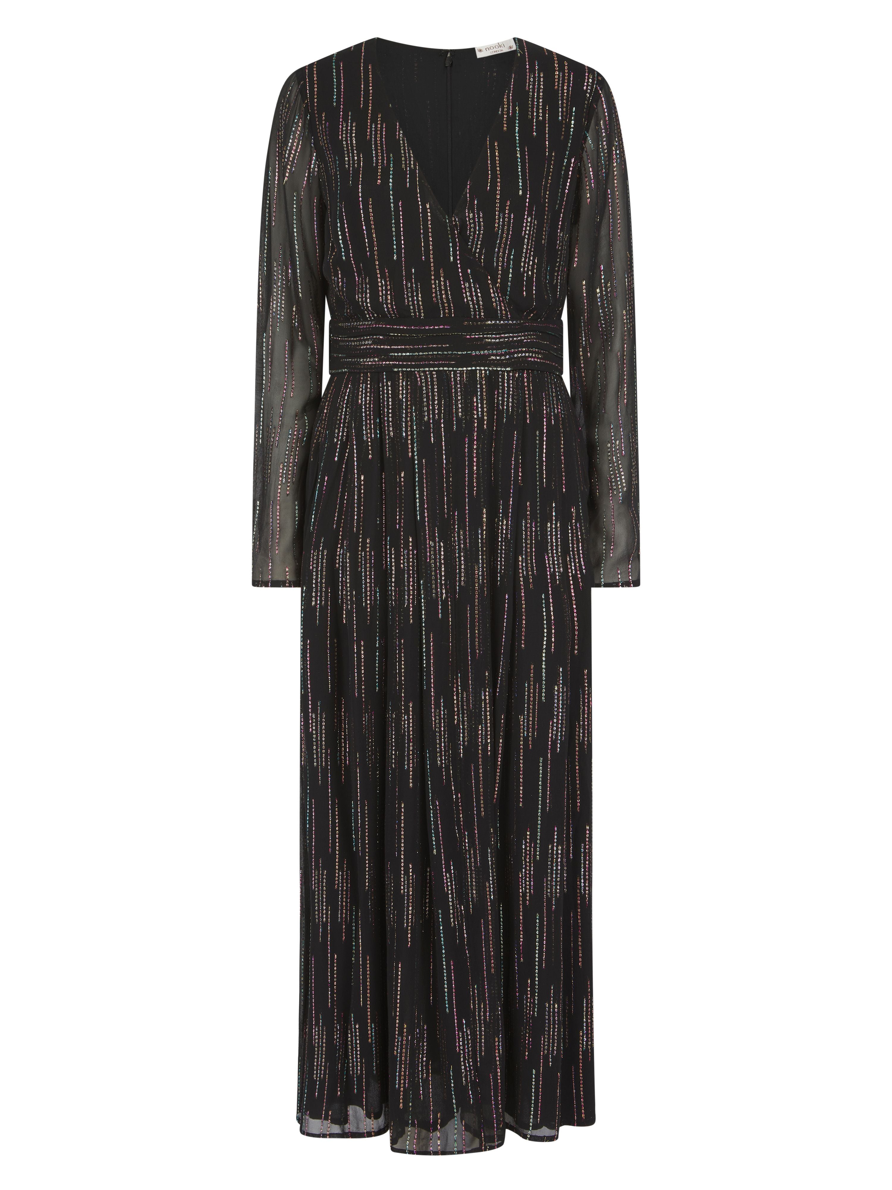 Women’s Mariah Metallic Jacquard Dress-Black Extra Small Nooki Design