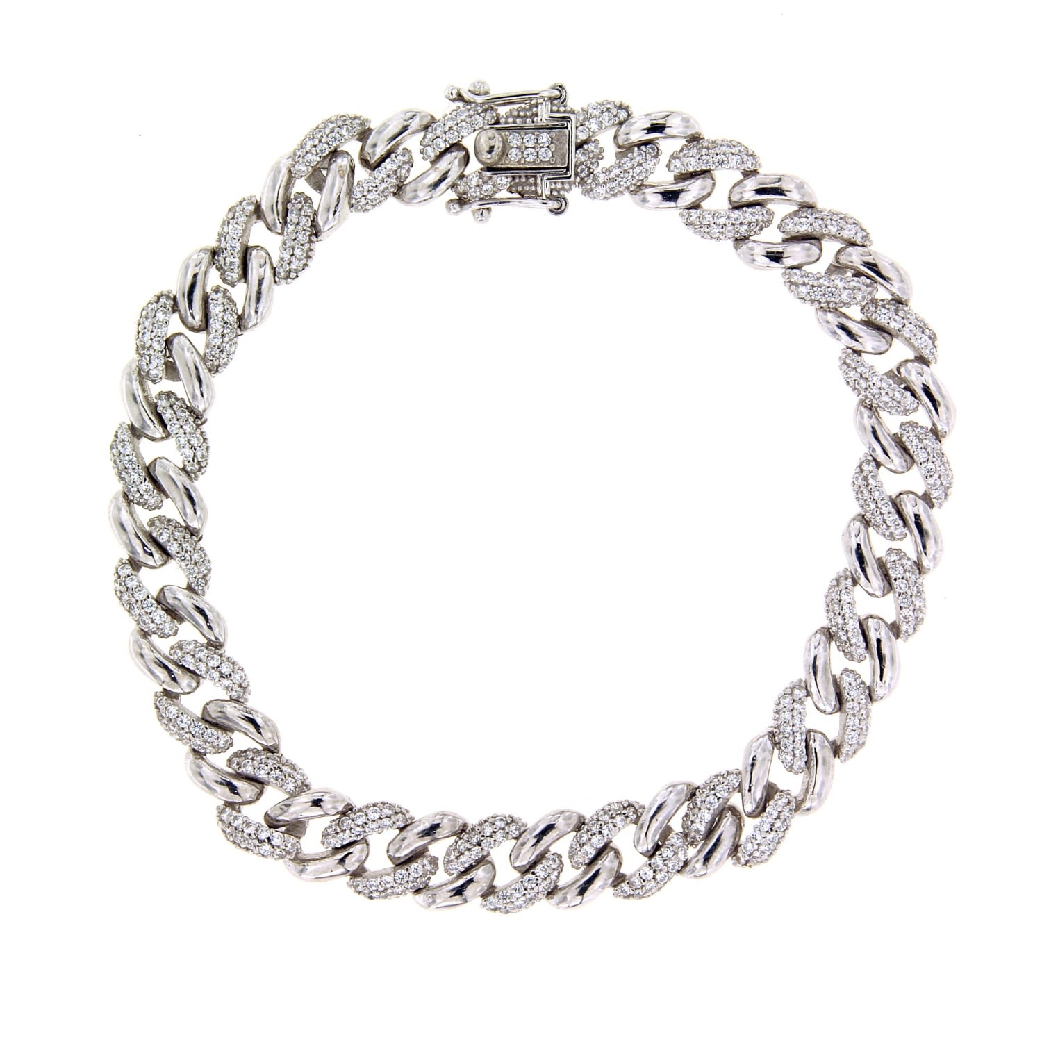 Women’s Silver Essential Mini Pave Link Bracelet Cosanuova