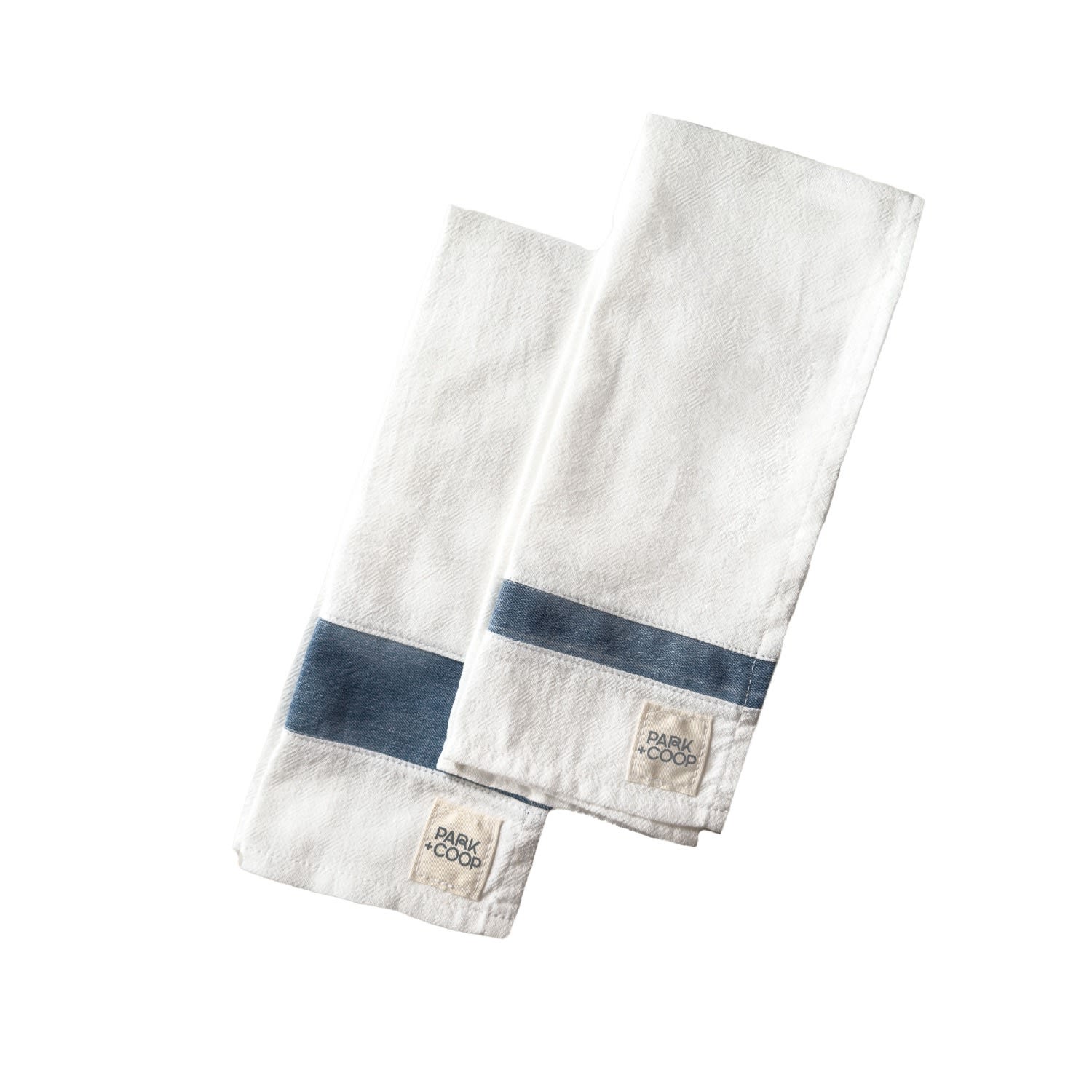 White / Blue Tea Towel Set With Upcycled Denim Park + Coop