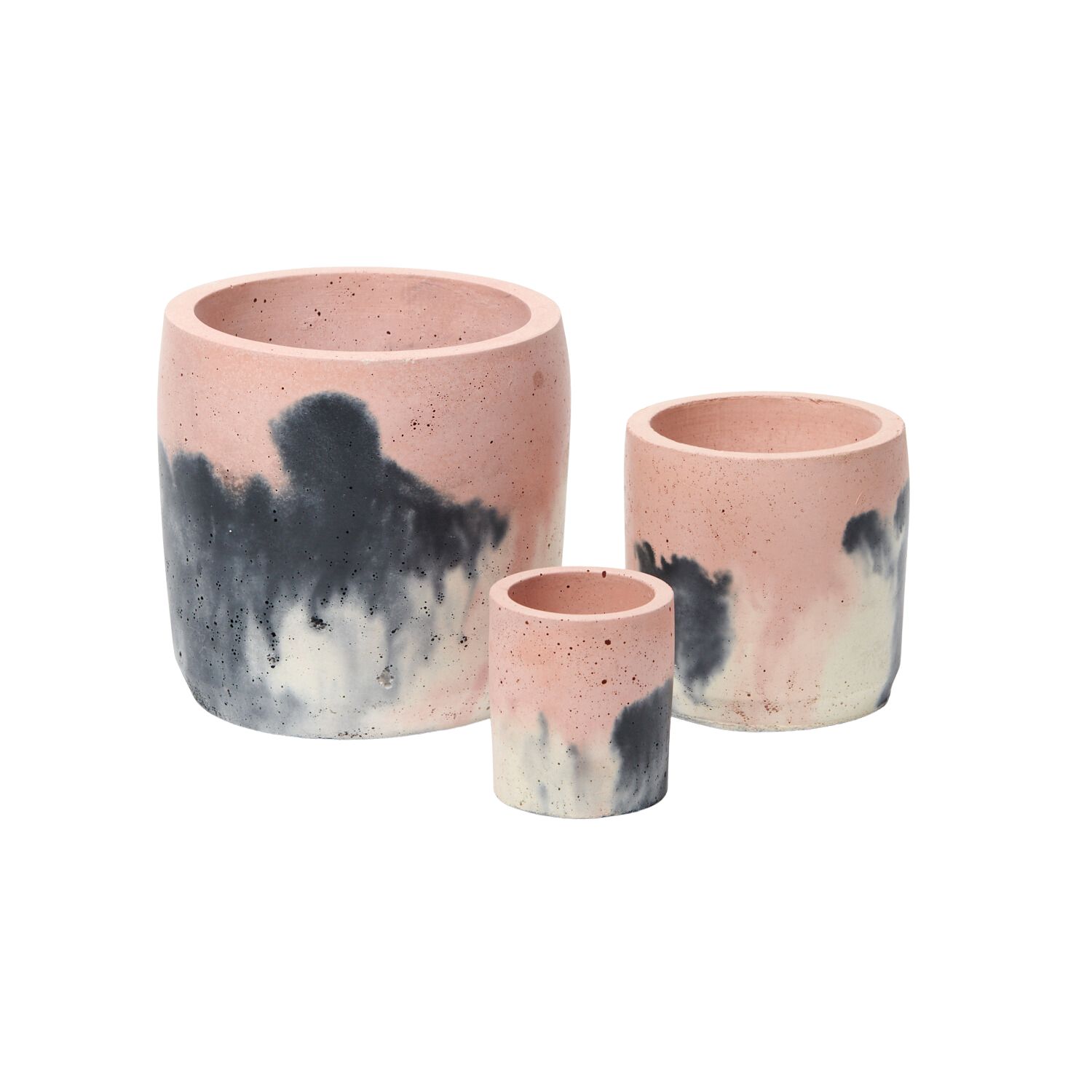 Black / White / Rose Gold Concrete Plant Pot Set - Blush, Charcoal And White Smith & Goat