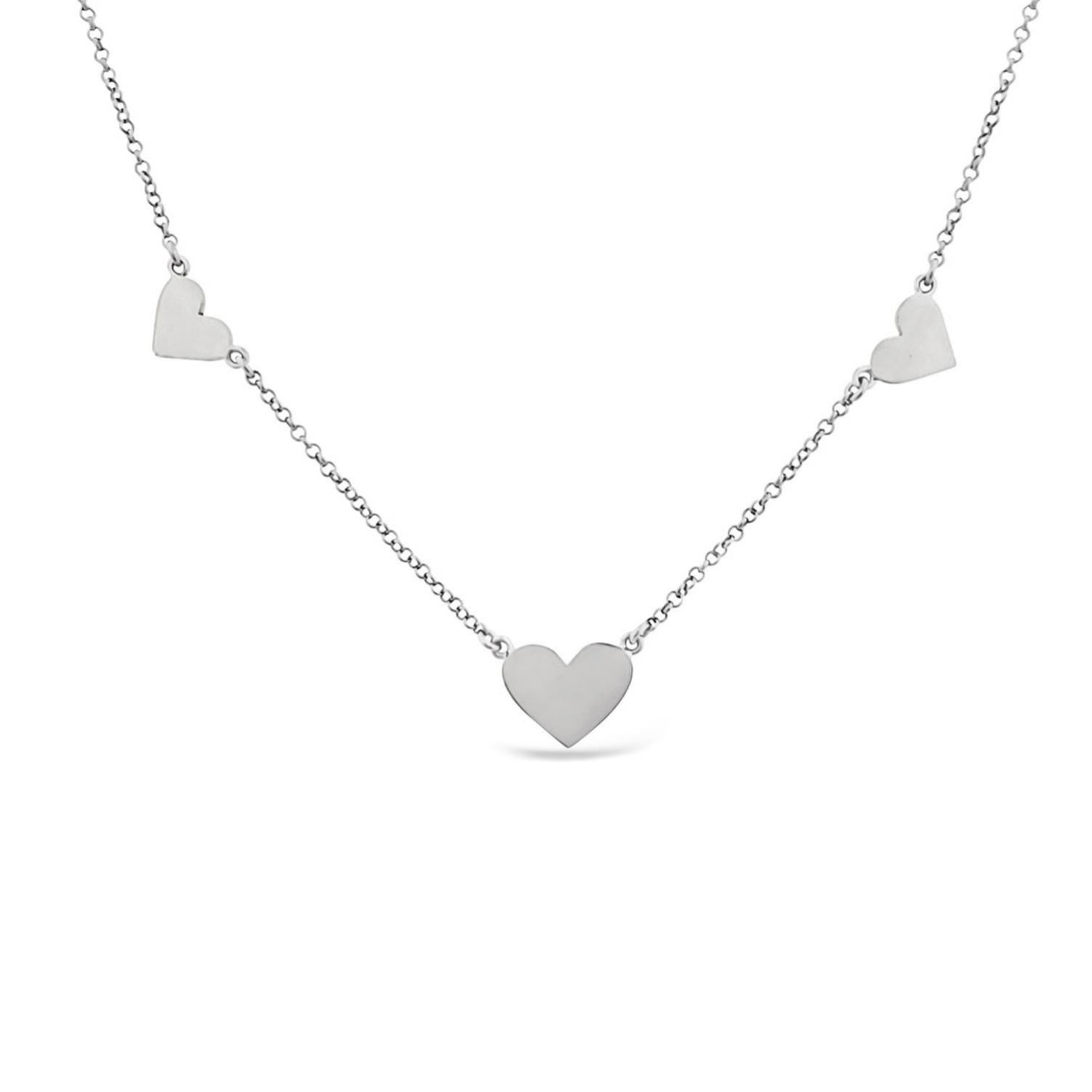 Women’s Silver Three Hearts Necklace Lutiro