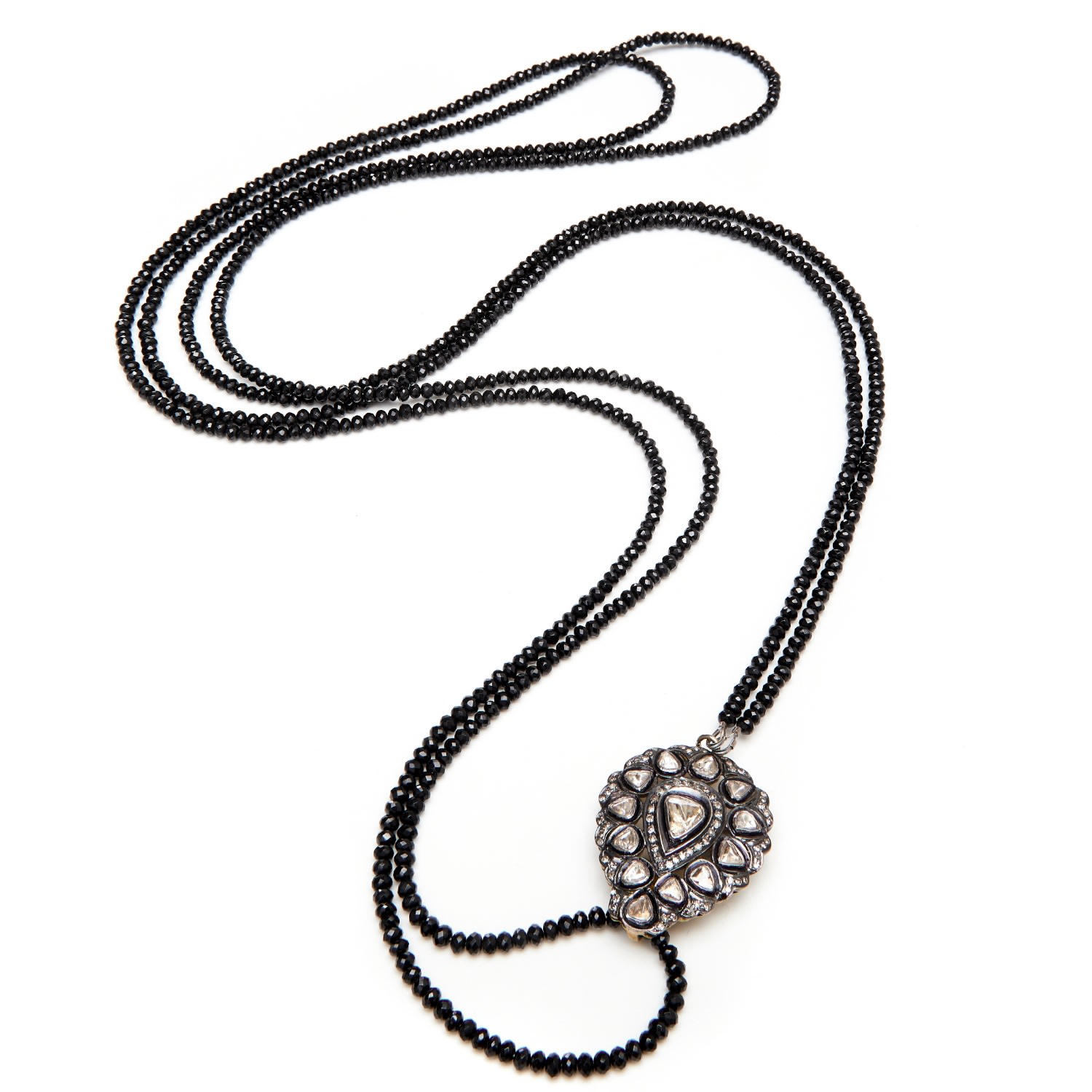 Women’s Black Romantic Victorian Inspired Diamond & Spinel Necklace Kaizarin