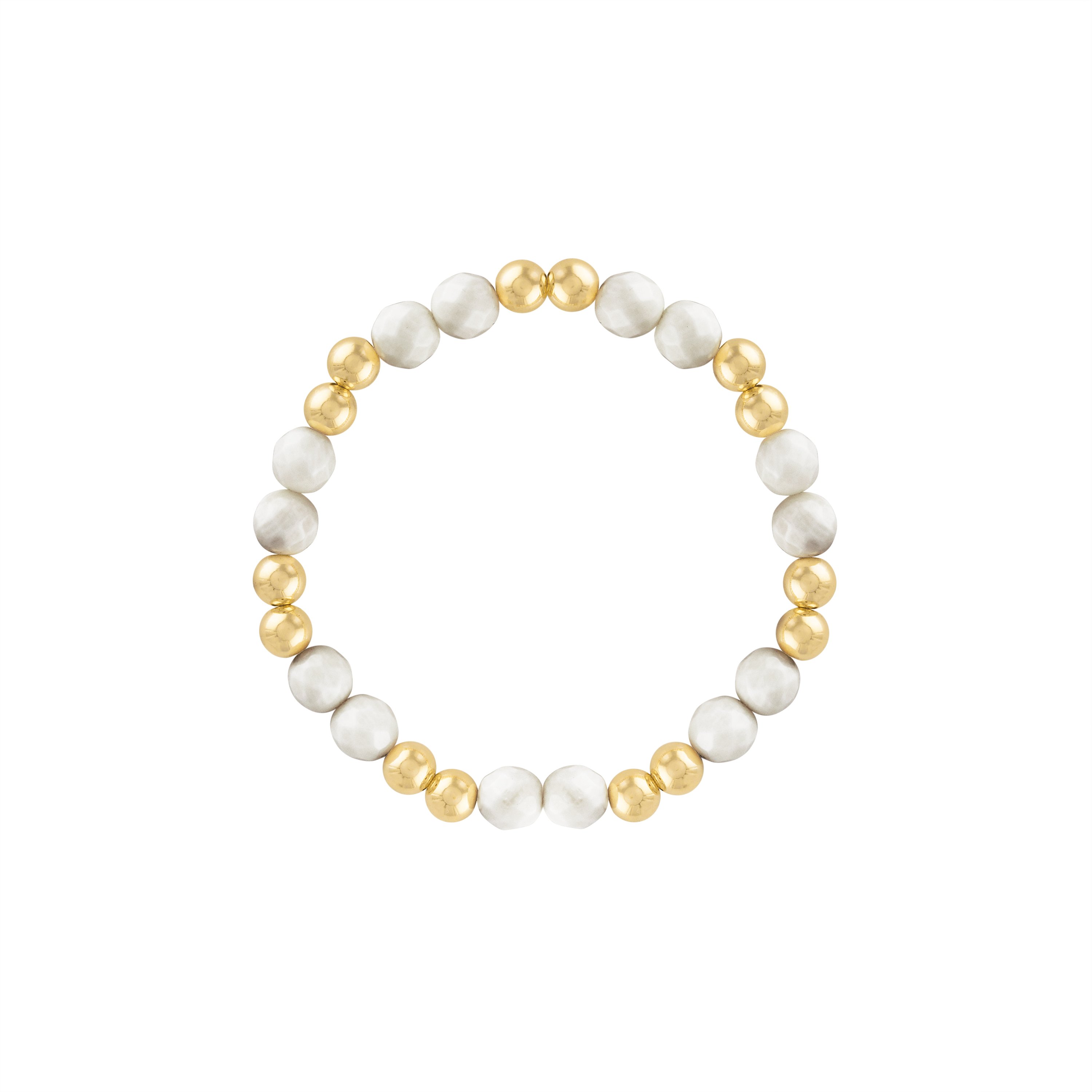 Women’s White Bamboo Coral Power Gem Gold Bubble Bracelet Olivia Le