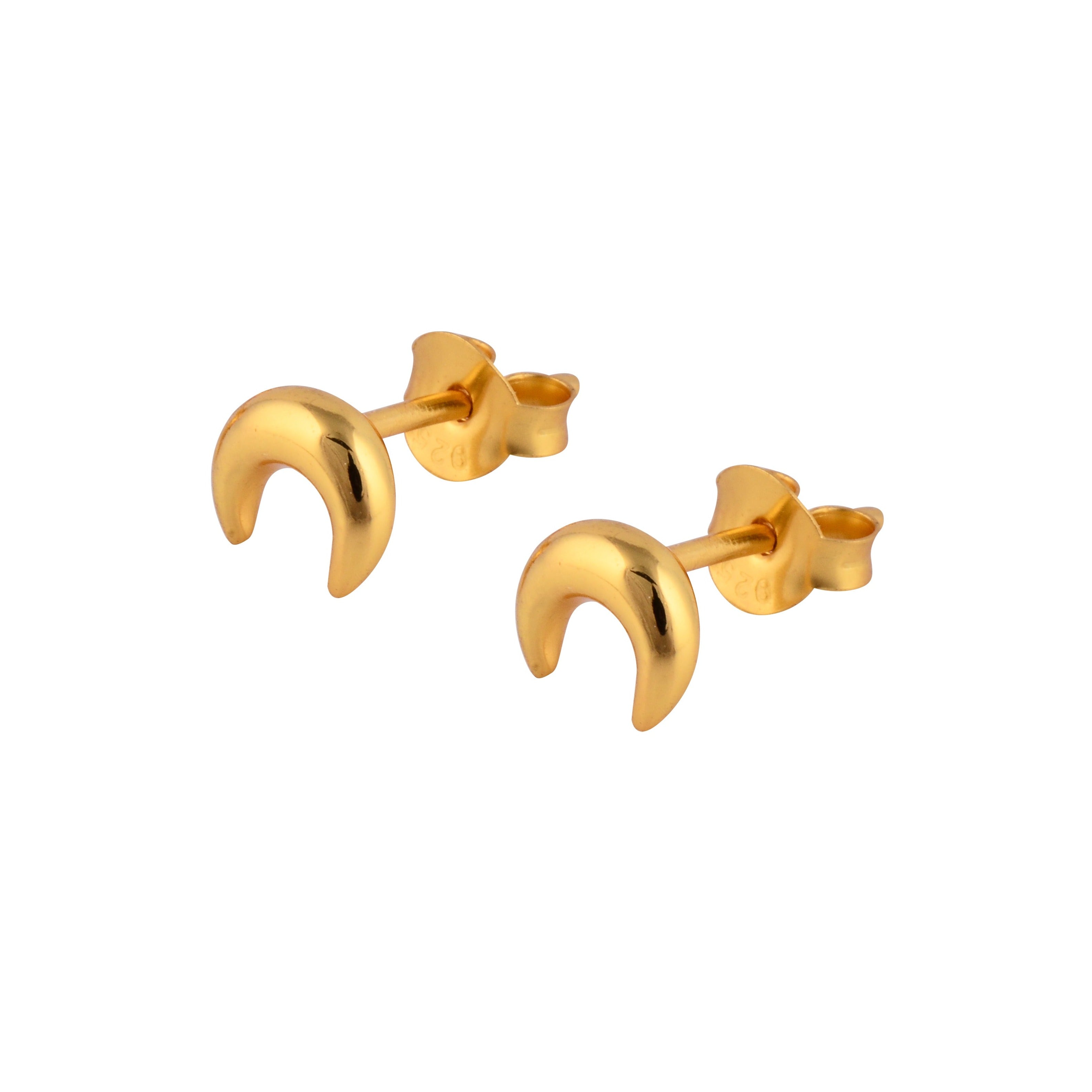 Women’s Gold Moon Stud Earrings Cantik by Camilla