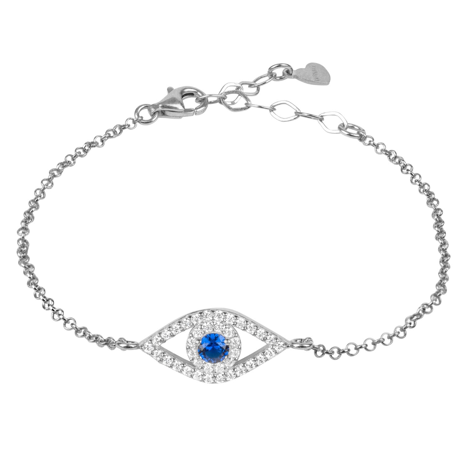 Women’s Silver / White / Blue Evil Eye Elliptical Bracelet - Blue Silver Latelita