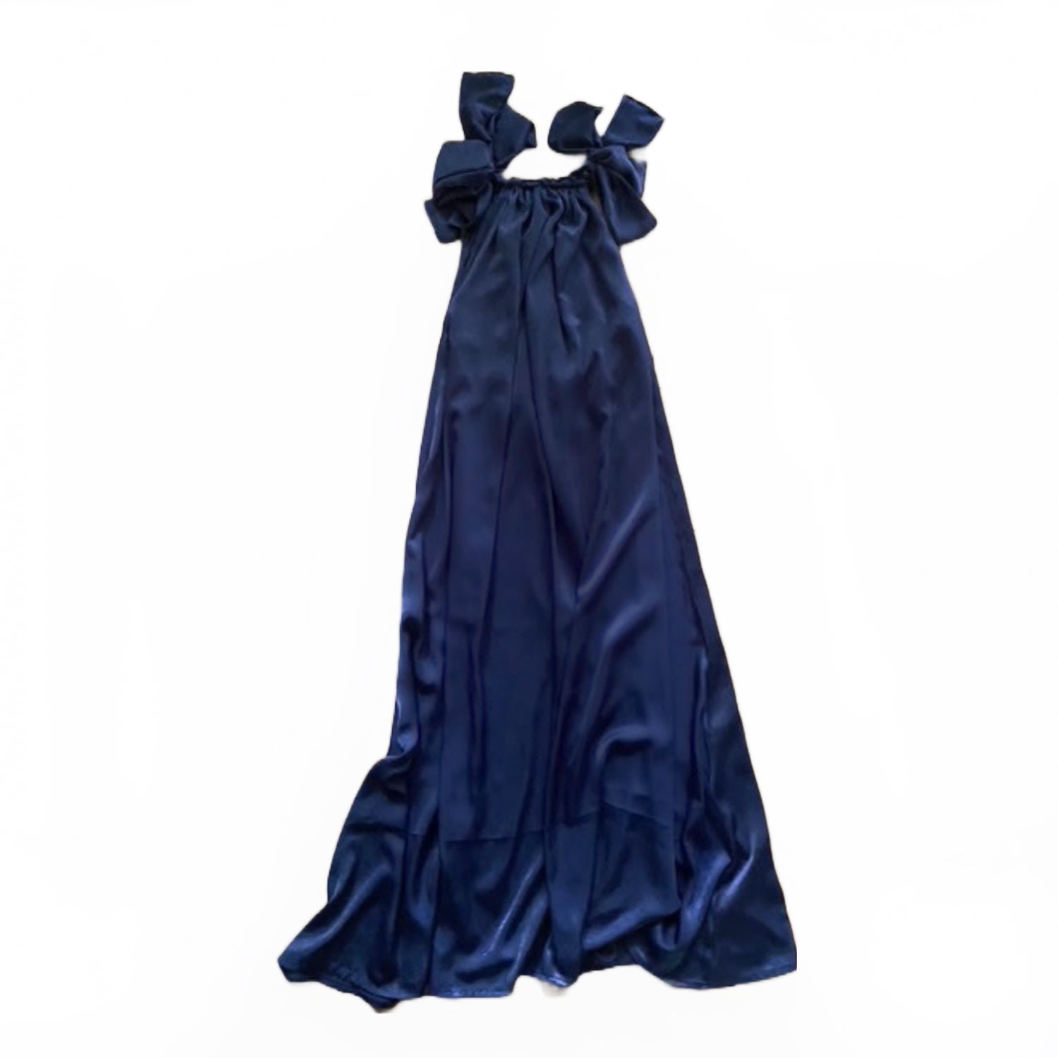 Women’s Ocean Blue Rosa Satin Maxi Dress One Size Cocoove
