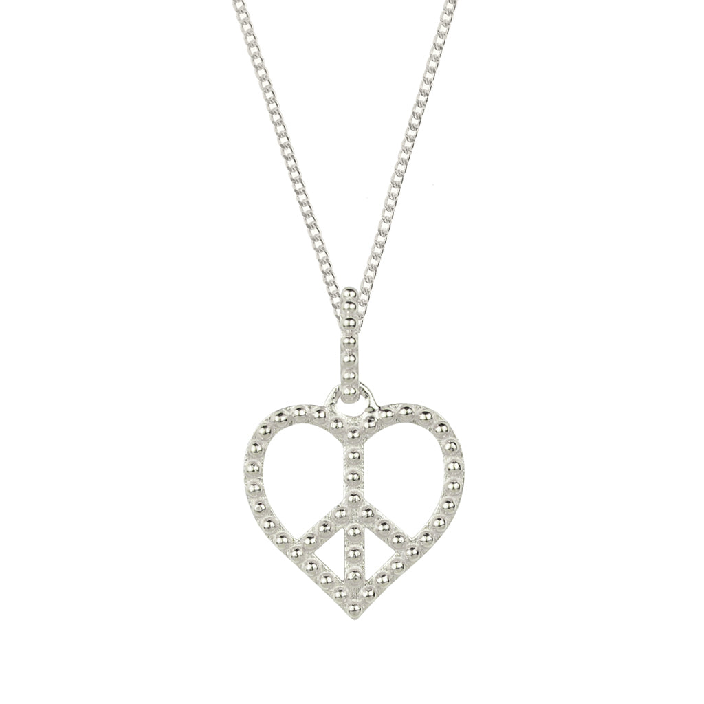 Women’s Peace Heart Pendant Necklace - Silver Charlotte’s Web Jewellery