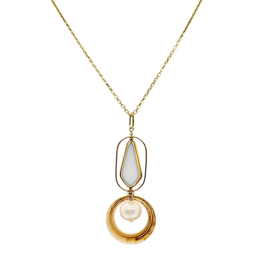 Women’s Gold / White Aura Pearl Chain Necklace Aracheli Studio