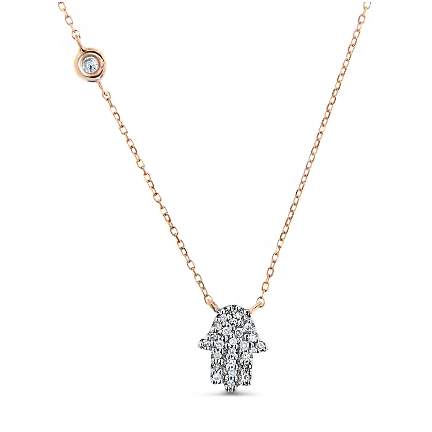 Women’s Hamsa Necklace 14K Rose Gold Cosanuova