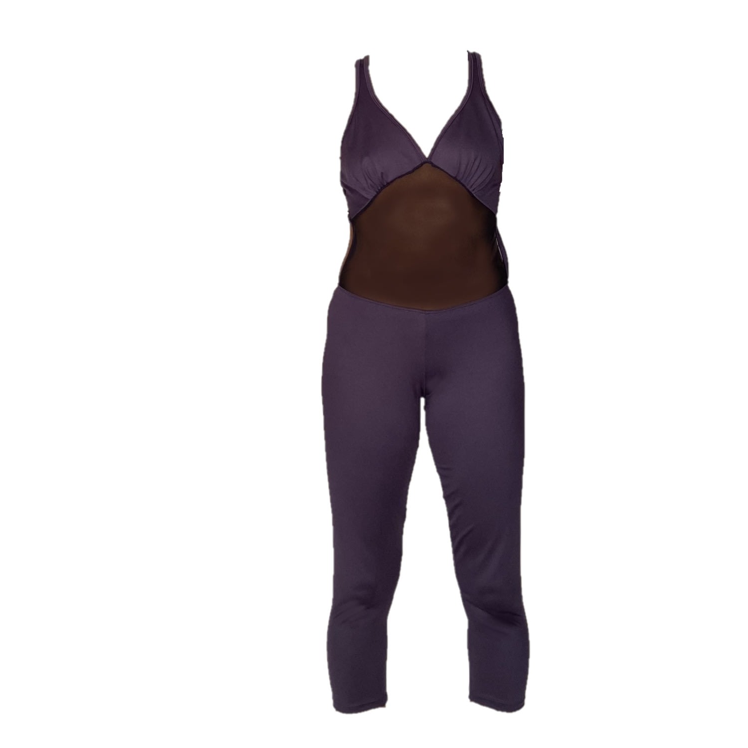 Women’s Pink / Purple Naomi Bodysuit/Jumpsuit - Royal Purple With Black Mesh Medium Brasini Swimwear