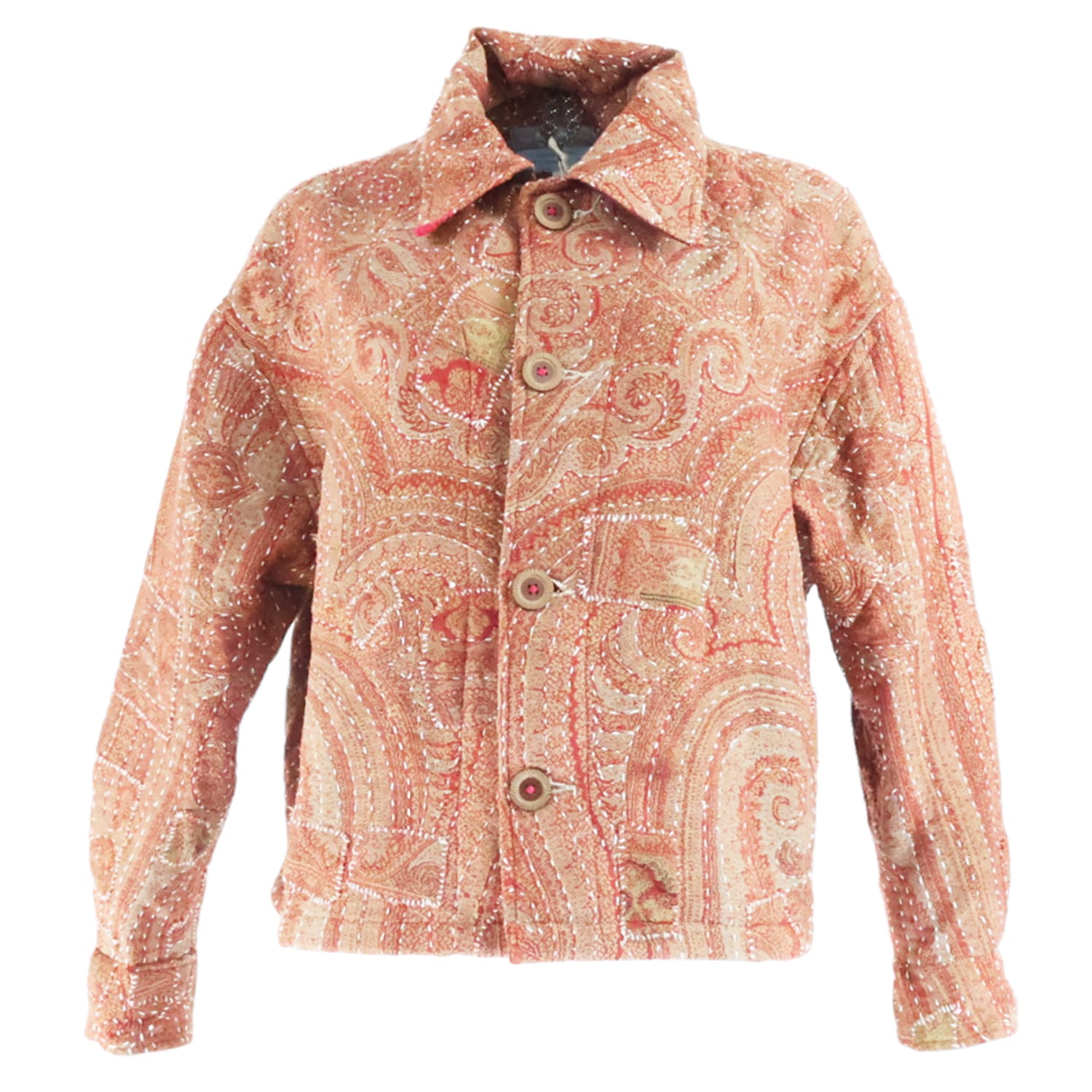 Women’s Brown / Red Hand Stitched Wool Paisley Jacket M/L Casa Grace