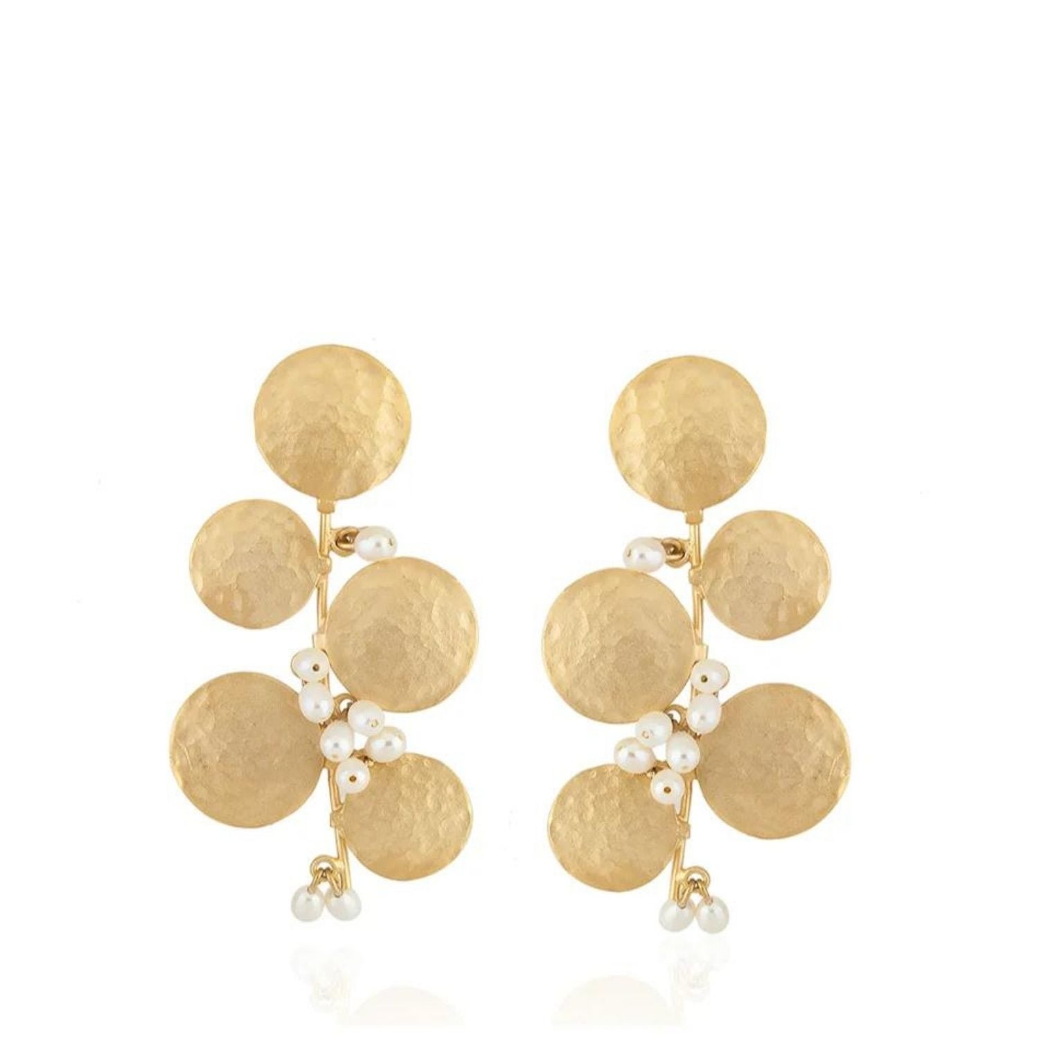 Women’s Gold Freshwater Pearl Cluster Dangle Earrings Linya Jewellery