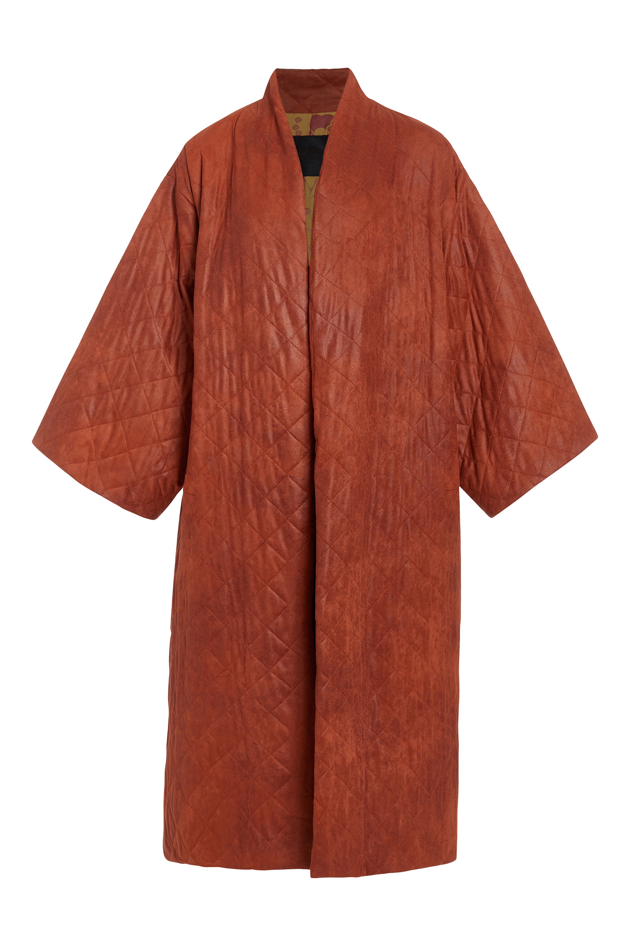 Women’s Brown Jenna Brick Padded Kimono Coat One Size Niran