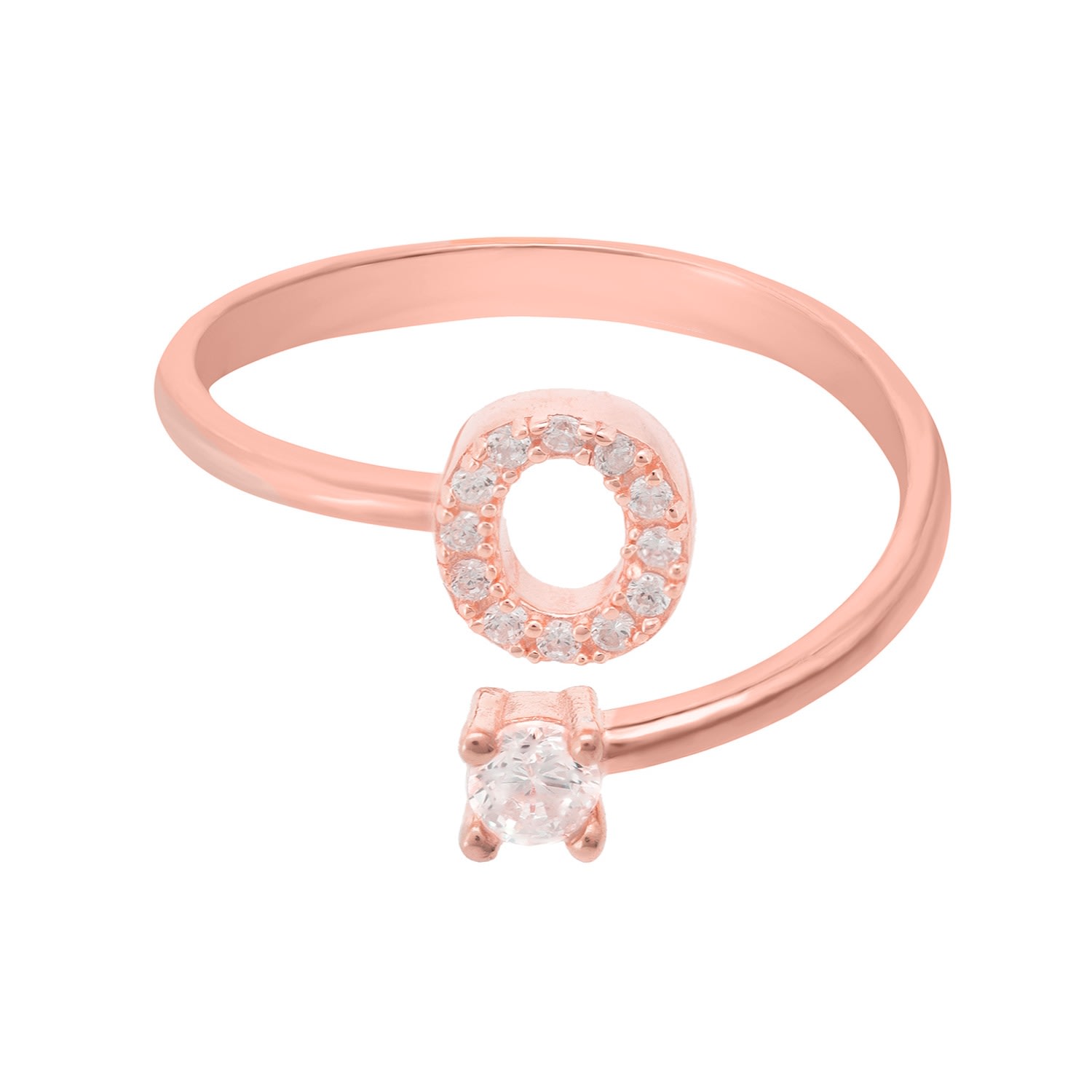 Women’s White / Rose Gold Initial Ring Rosegold O Latelita