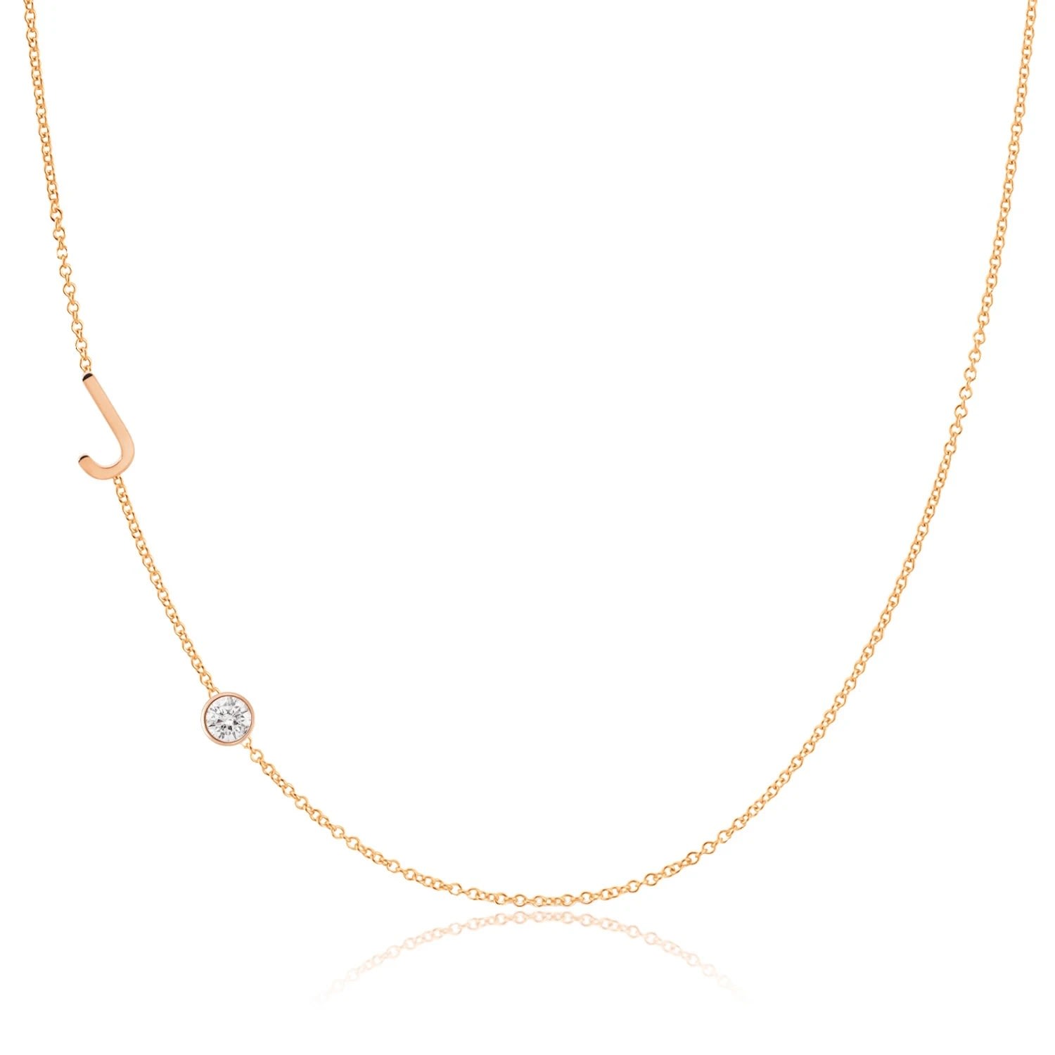 Women’s Monogram Necklace With Diamond - Rose Gold - 18" Maya Brenner