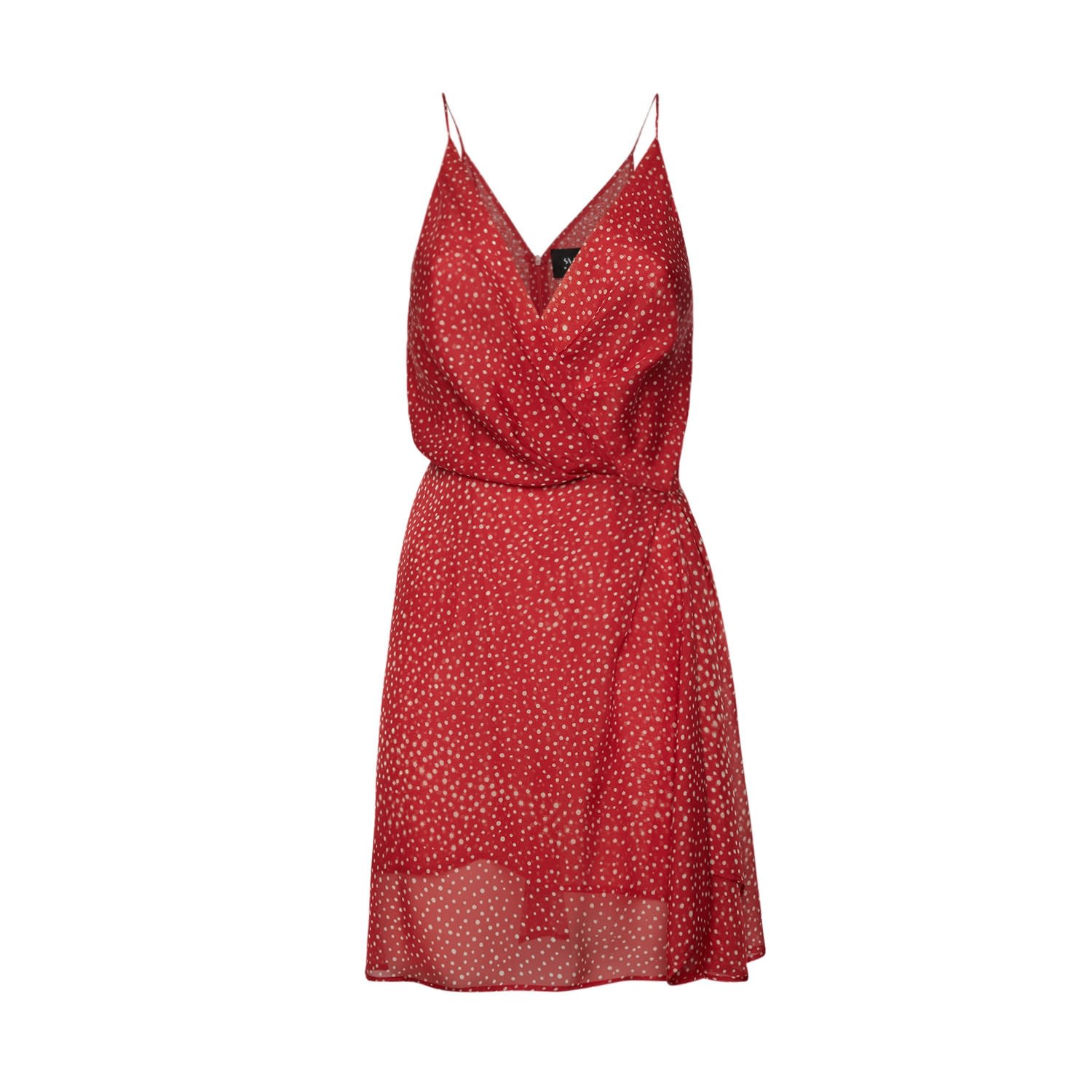 Women’s Red Nancy Short Dress In Dotted Silk Georgette Limited Edition Medium Sveta Milano