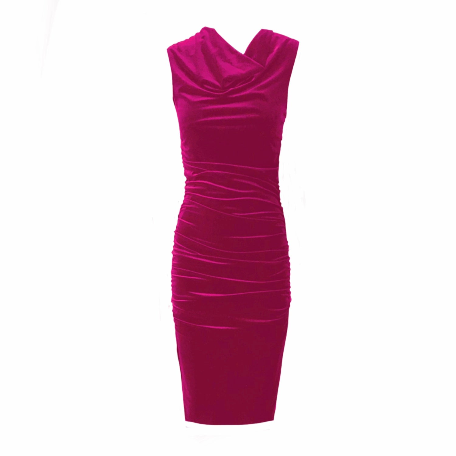 Women’s Pink / Purple Veronica Ruched Body-Con Midi Dress In Pink Velour Medium Frock Tales
