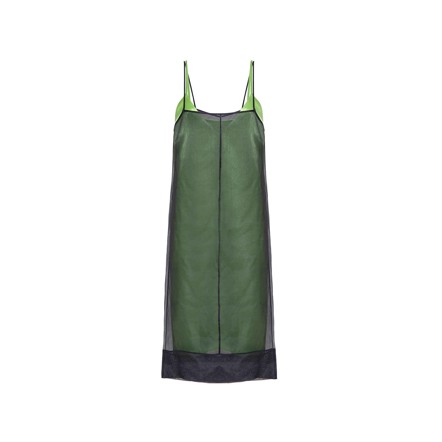 Women’s Black / Green Venus Organza Slip Dress Small Audrey Vallens