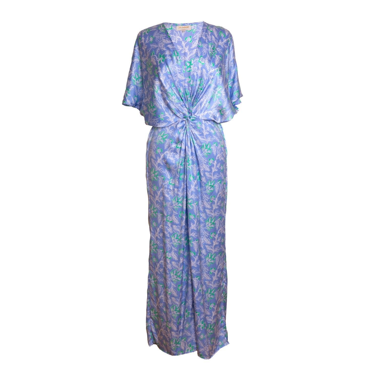 Women’s Euphoric Knot Front Maxi Dress - Silk - Batik Blue One Size [Et Cetera] Woman