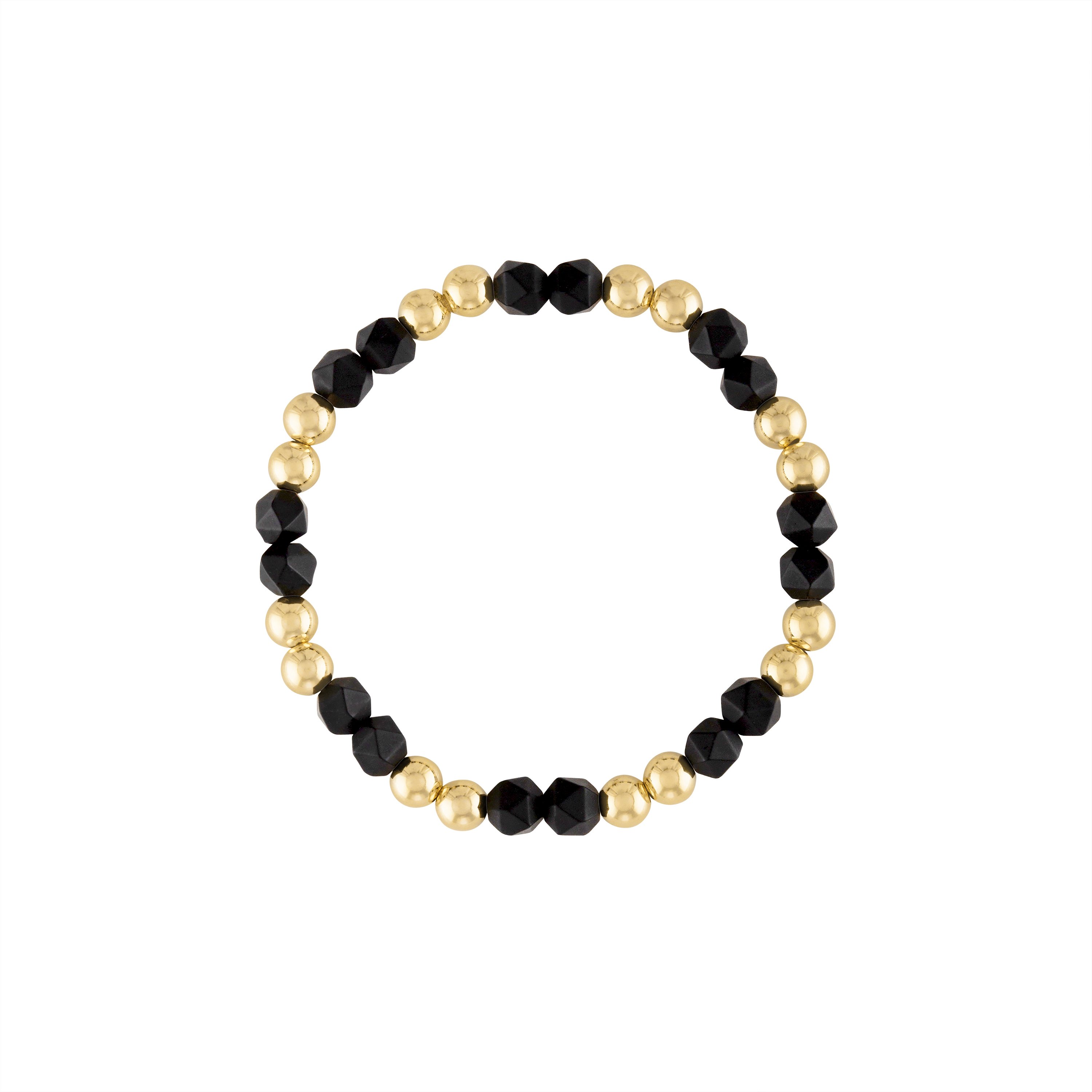 Women’s Black Matte Onyx Power Gem Gold Bubble Bracelet Olivia Le