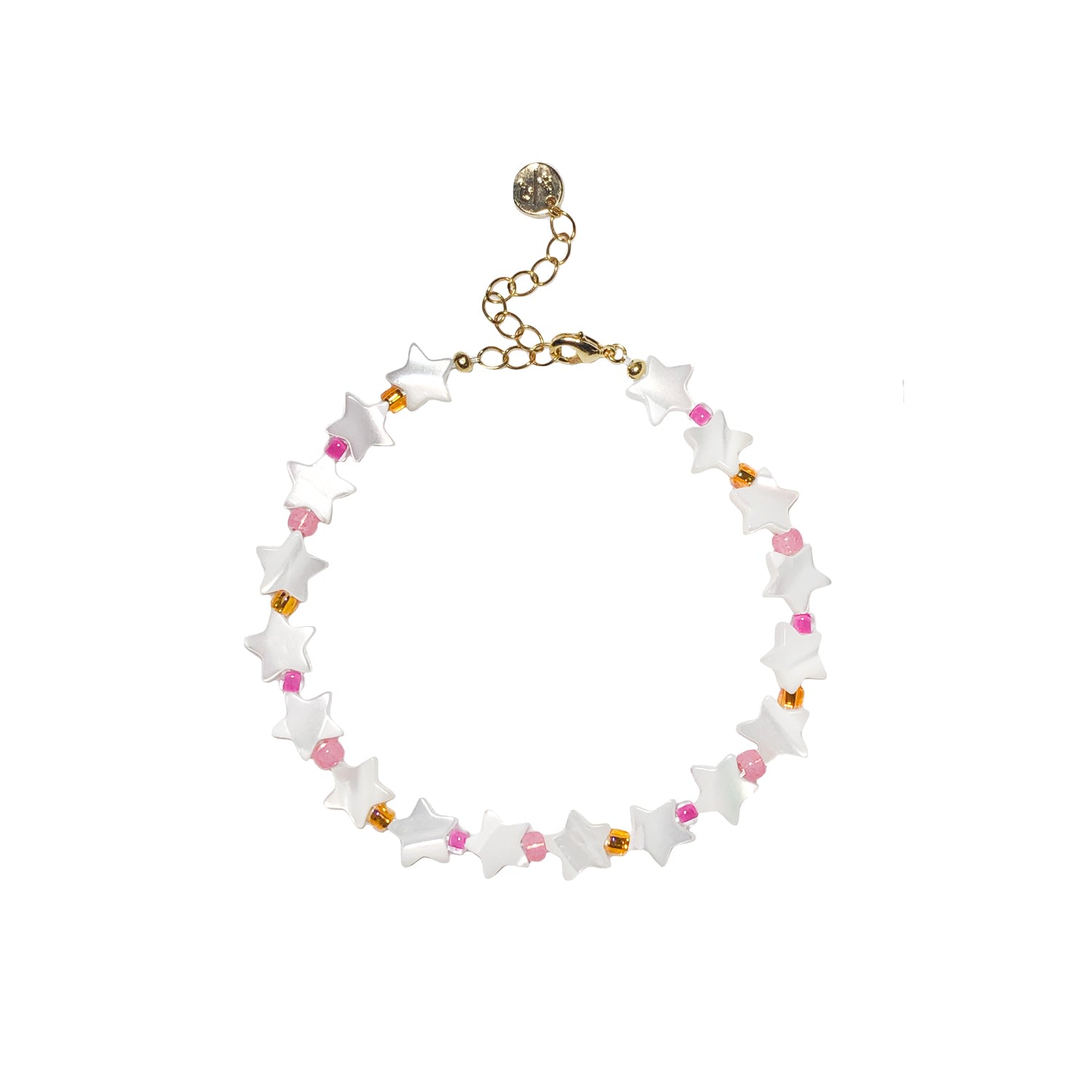 Women’s Stardust Anklet - Neon Pink, Gold Filled Adriana Pappas Designs