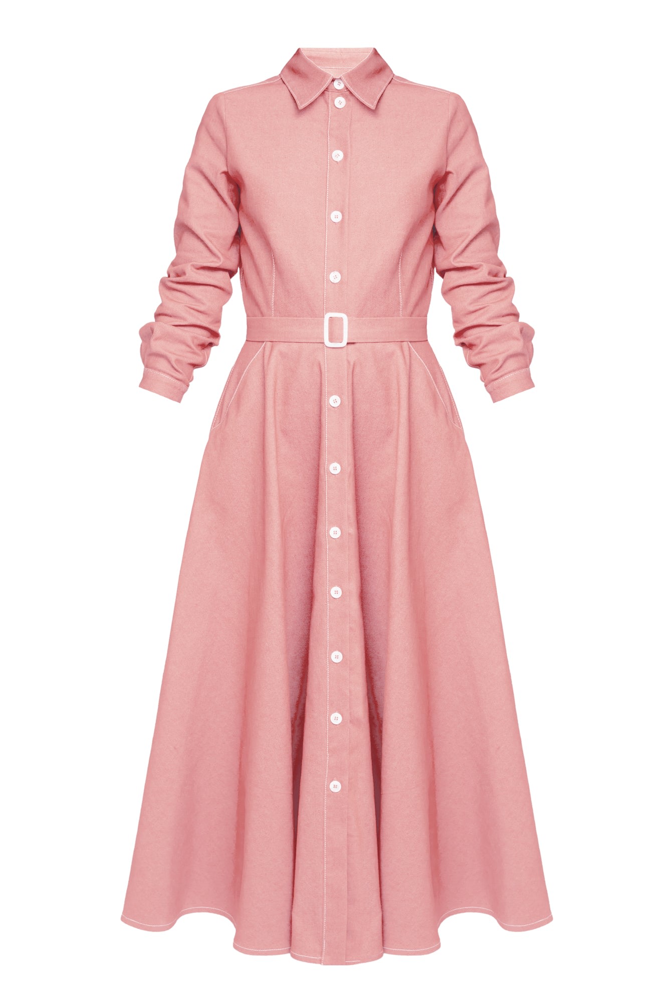 Women’s Pink / Purple Esti Pastel Pink Denim Midi Shirt Dress Extra Small Undress