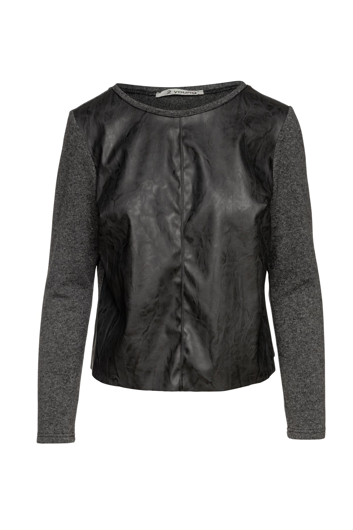 Women’s Dark Grey Faux Leather Detail Top Medium Conquista