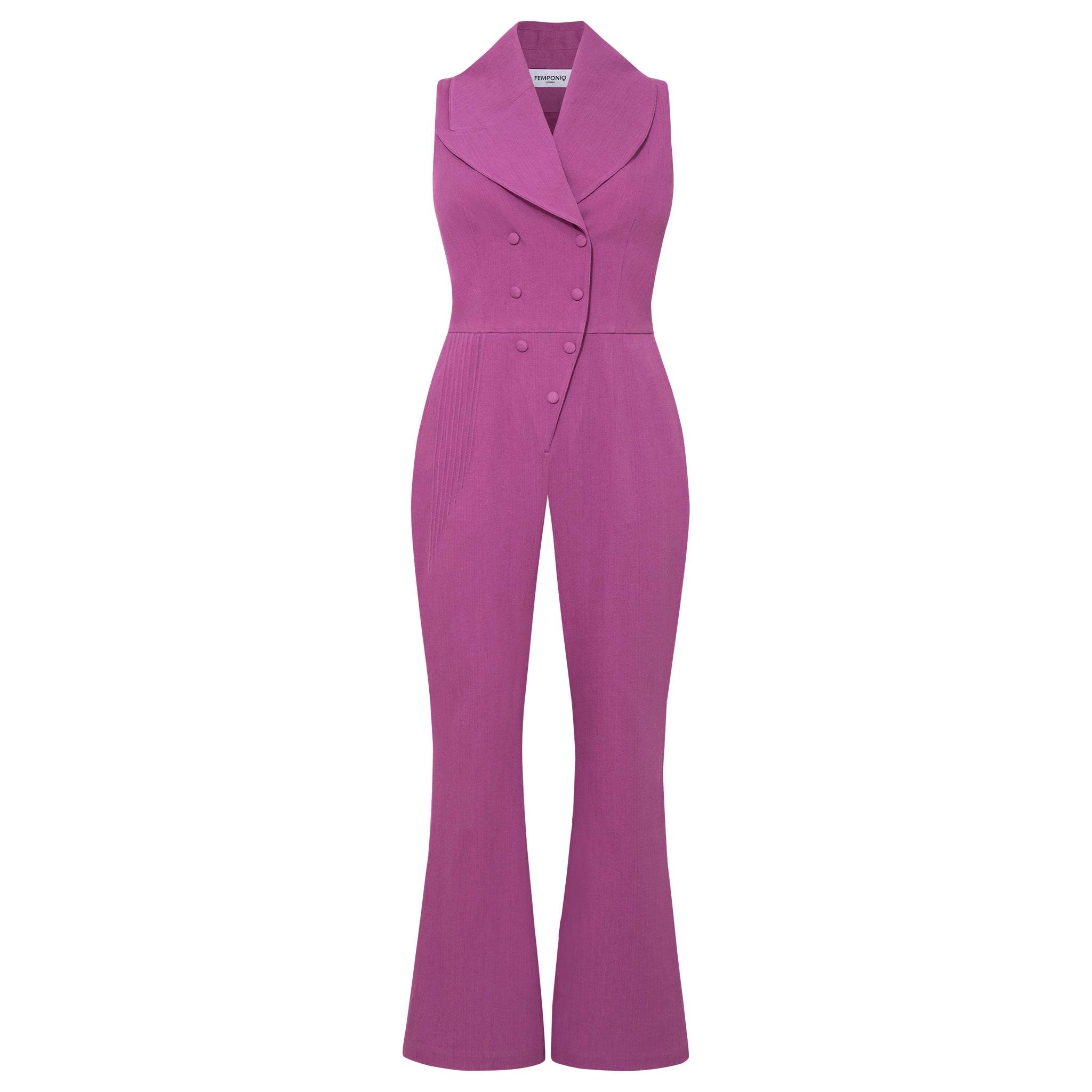 Women’s Pink / Purple Double Breasted Shawl Lapel Jumpsuit - Purple Orchid Extra Small Femponiq