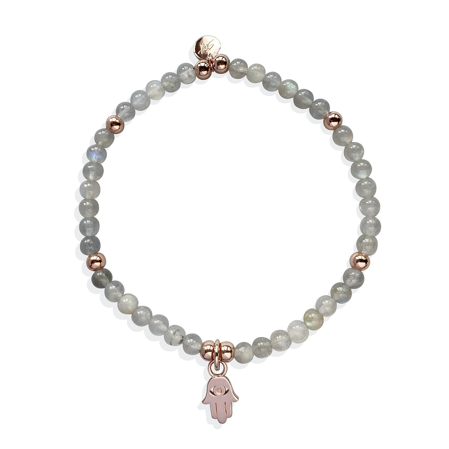 Women’s Grey / Rose Gold Rose Gold Vermeil & Labradorite Gemstone Bead Bracelet Steff Jewellery