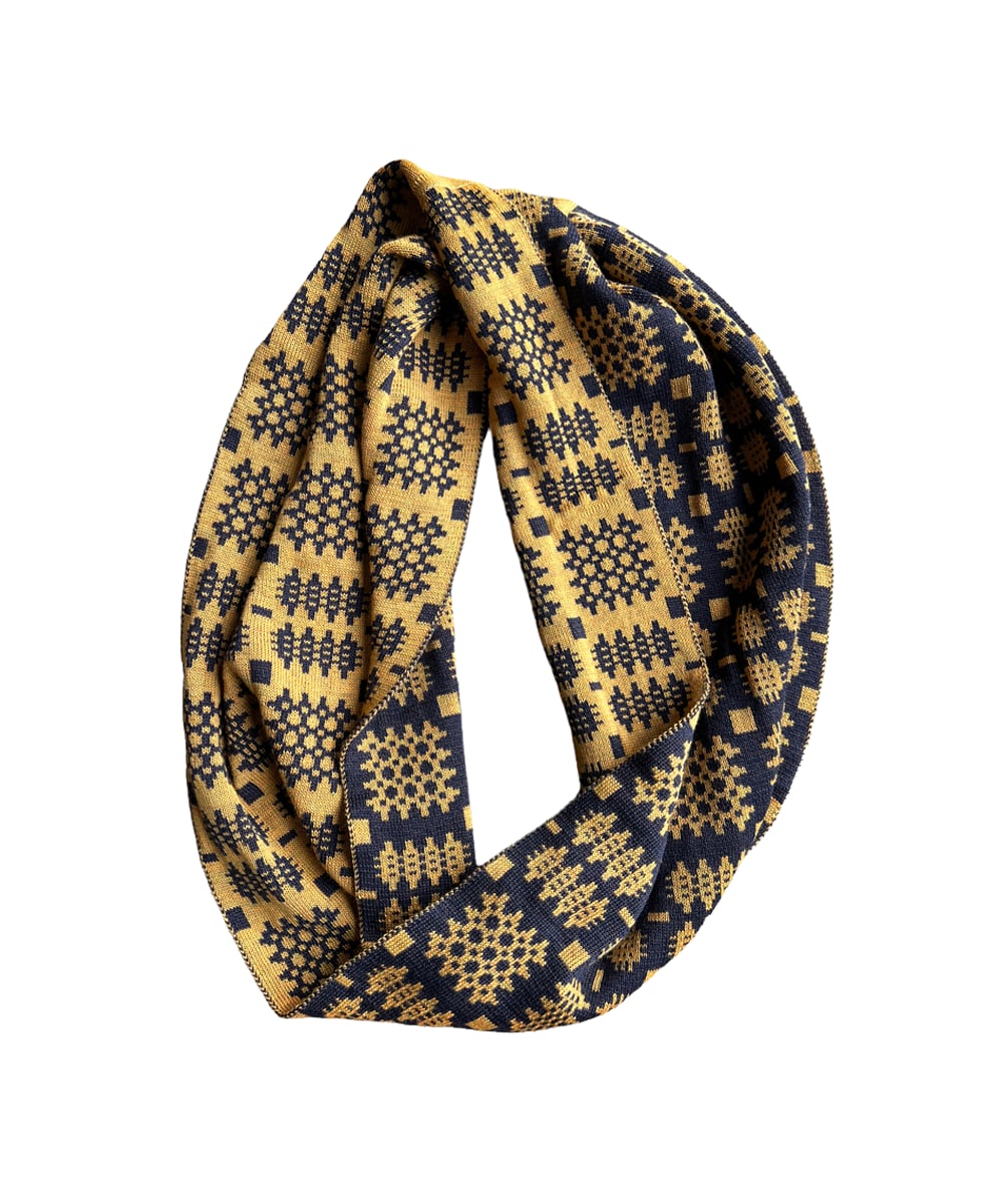 Women’s Gold / Blue / Yellow Carthen Mawr Loop Scarf - Gold / Ink One Size Mabli