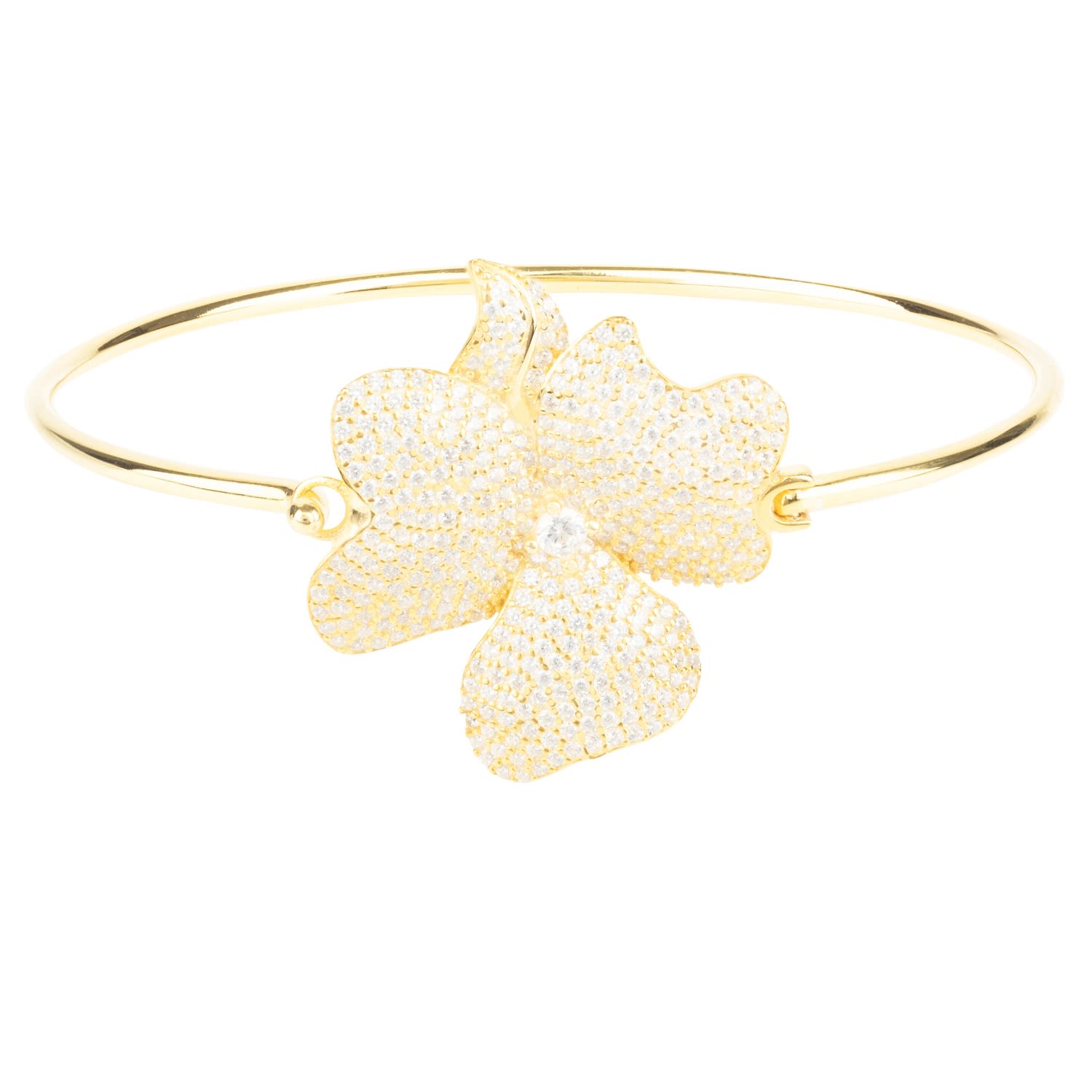 Women’s White / Gold Flower Large Statement Cuff Bracelet Gold Latelita