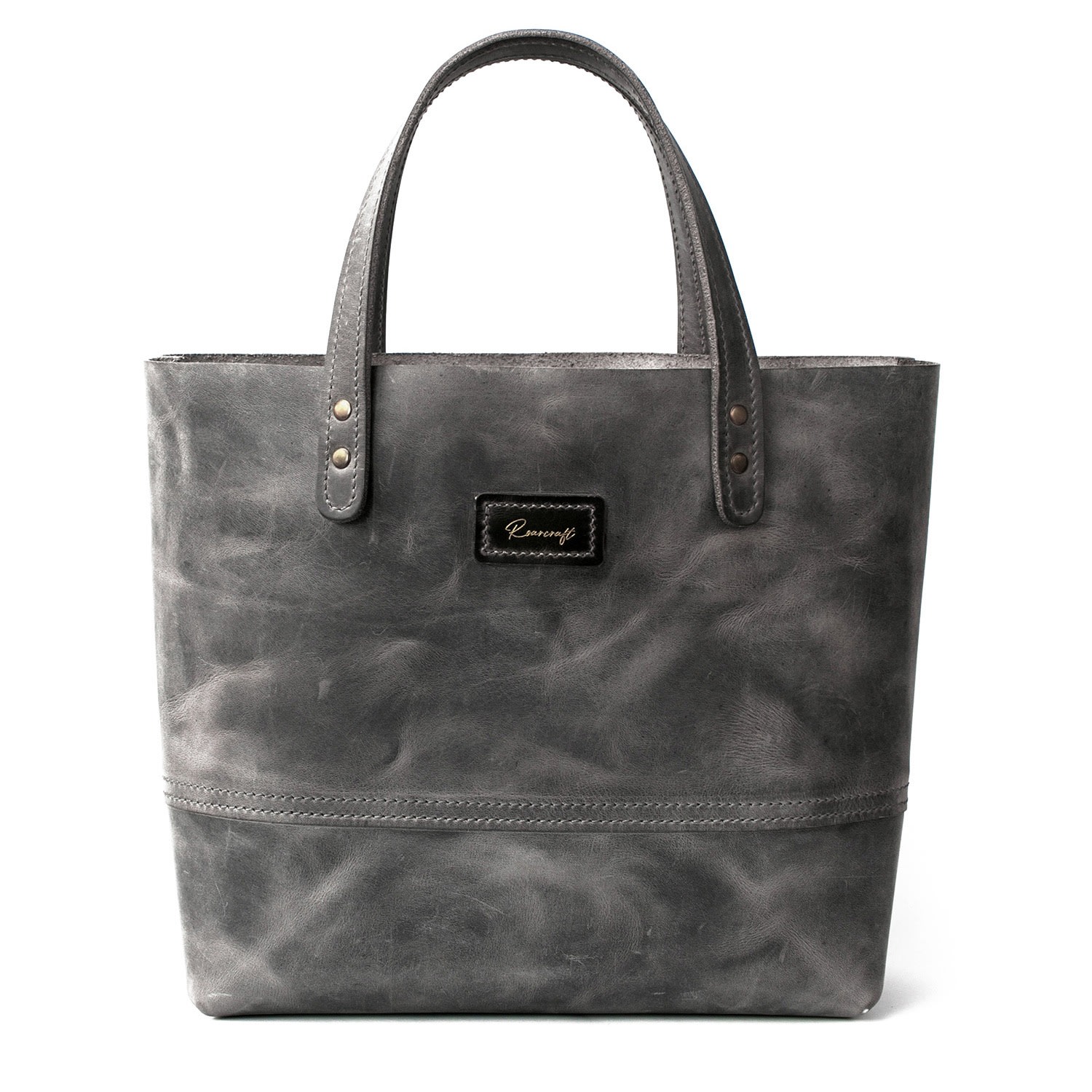 Women’s Leather Tote Bag - Grey One Size Roarcraft