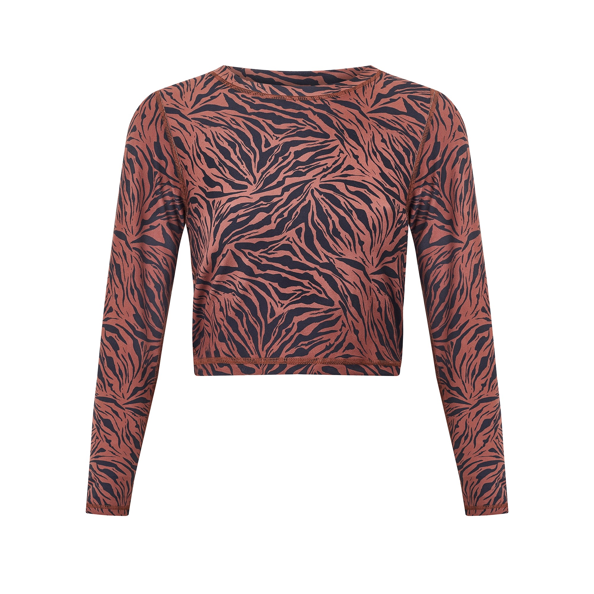 Women’s Brown Long Sleeve Top - Tiger Print Large Lula-Ru