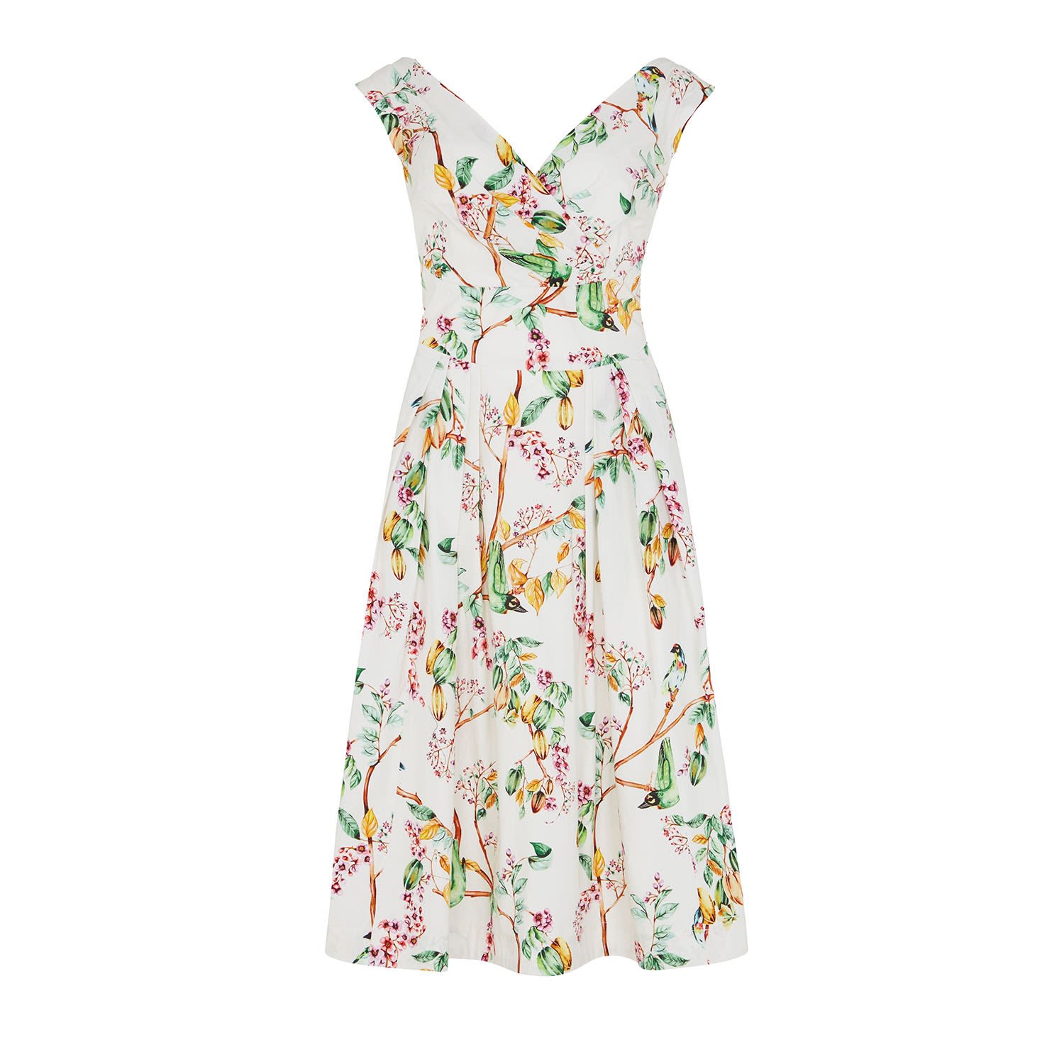 Women’s Green / White / Yellow Florence Gardenia Bird Dress Extra Large Emily and Fin