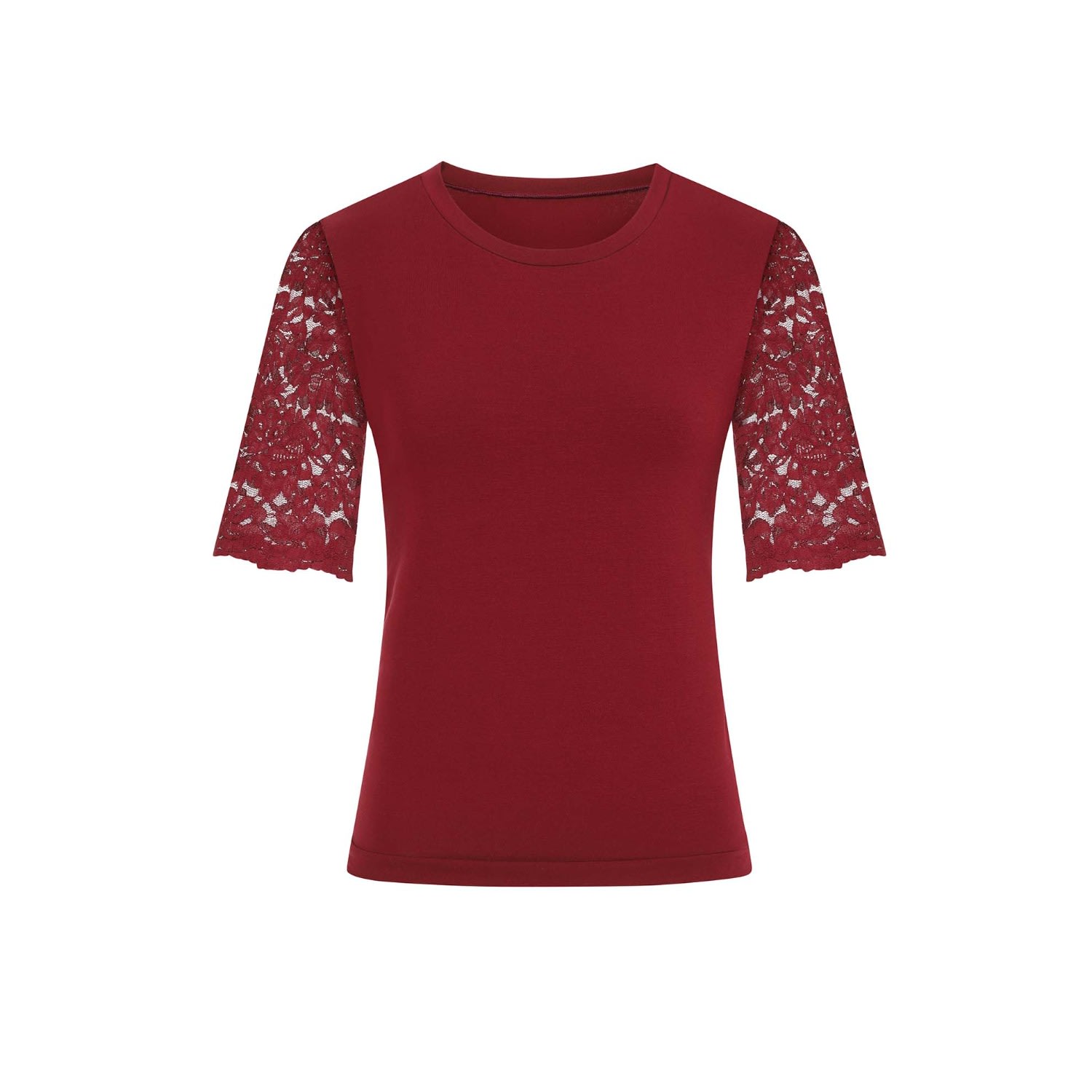 Women’s Pink / Purple Burgundy Cotton Lace Sleeve T-Shirt Extra Large Sophie Cameron Davies