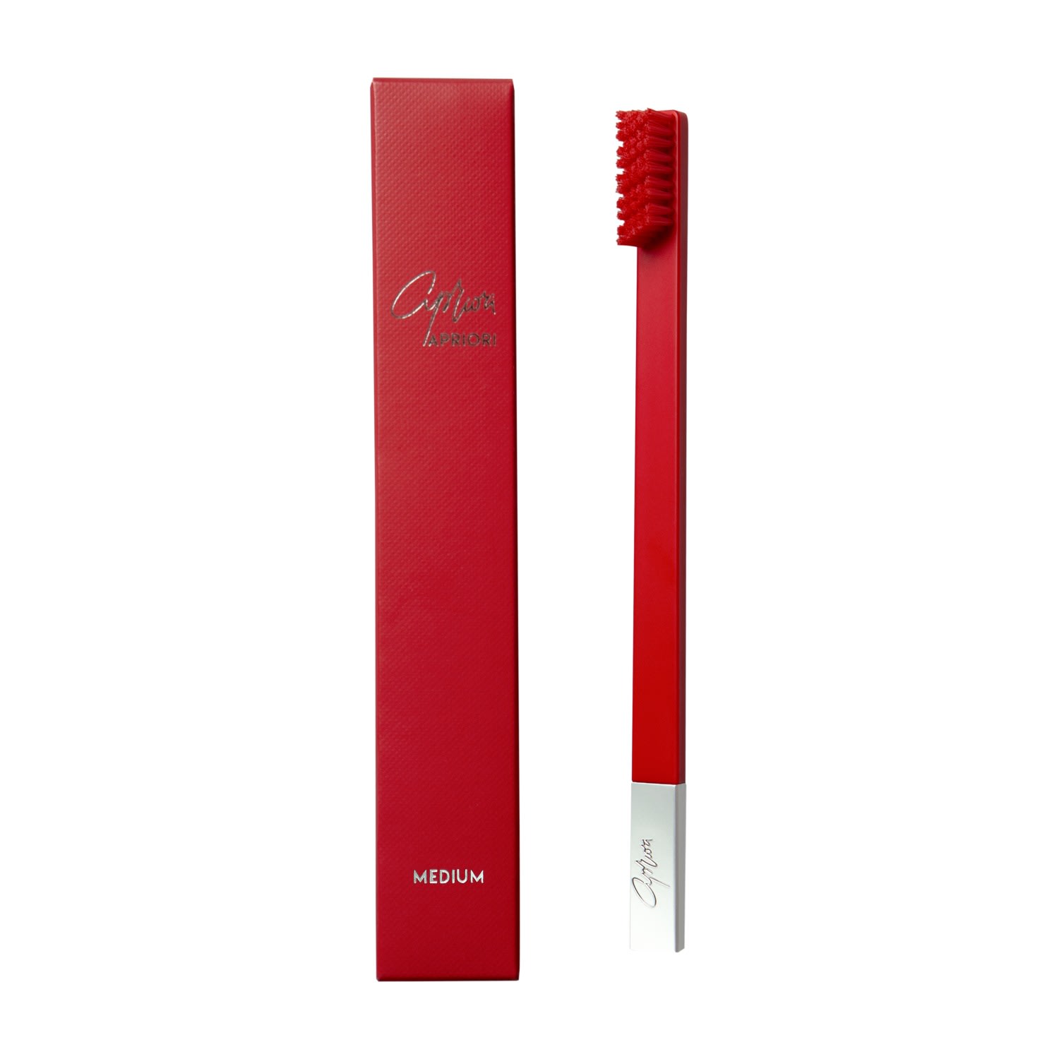 Apriori Carmine Red Silver Medium Toothbrush