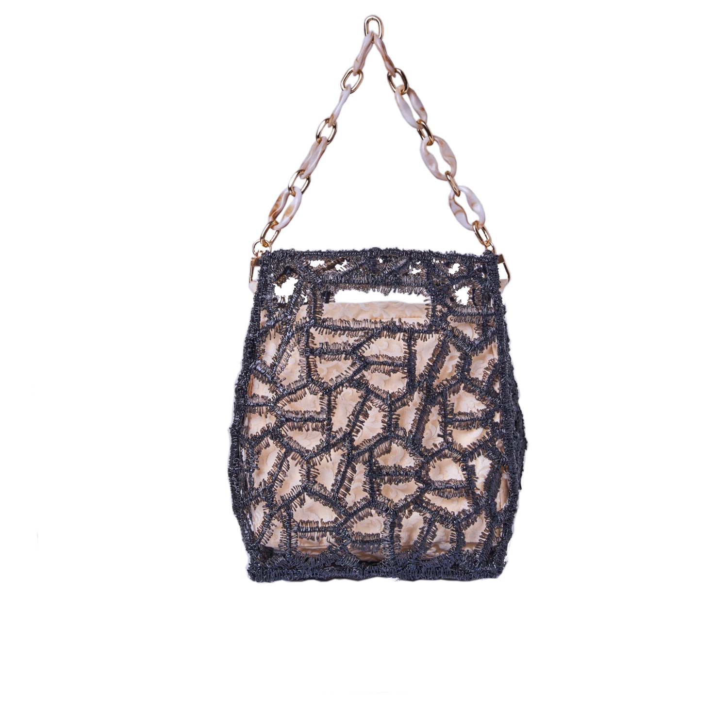 Women’s Black / White Bead Tube Bag - Black & White Masum Karimi