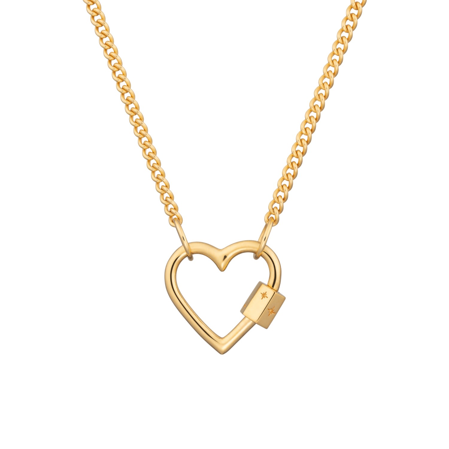 Women’s Gold Plated Heart Carabiner Curb Chain Necklace Lily Charmed