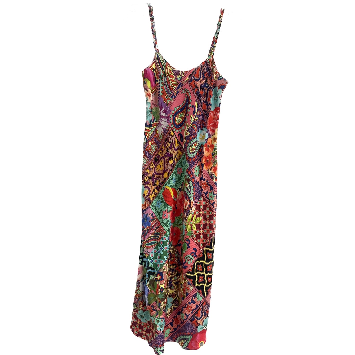 Women’s Not Your Darling Silk Slip Dress Midi Magical Mosaic Extra Small Introvertie Vienna